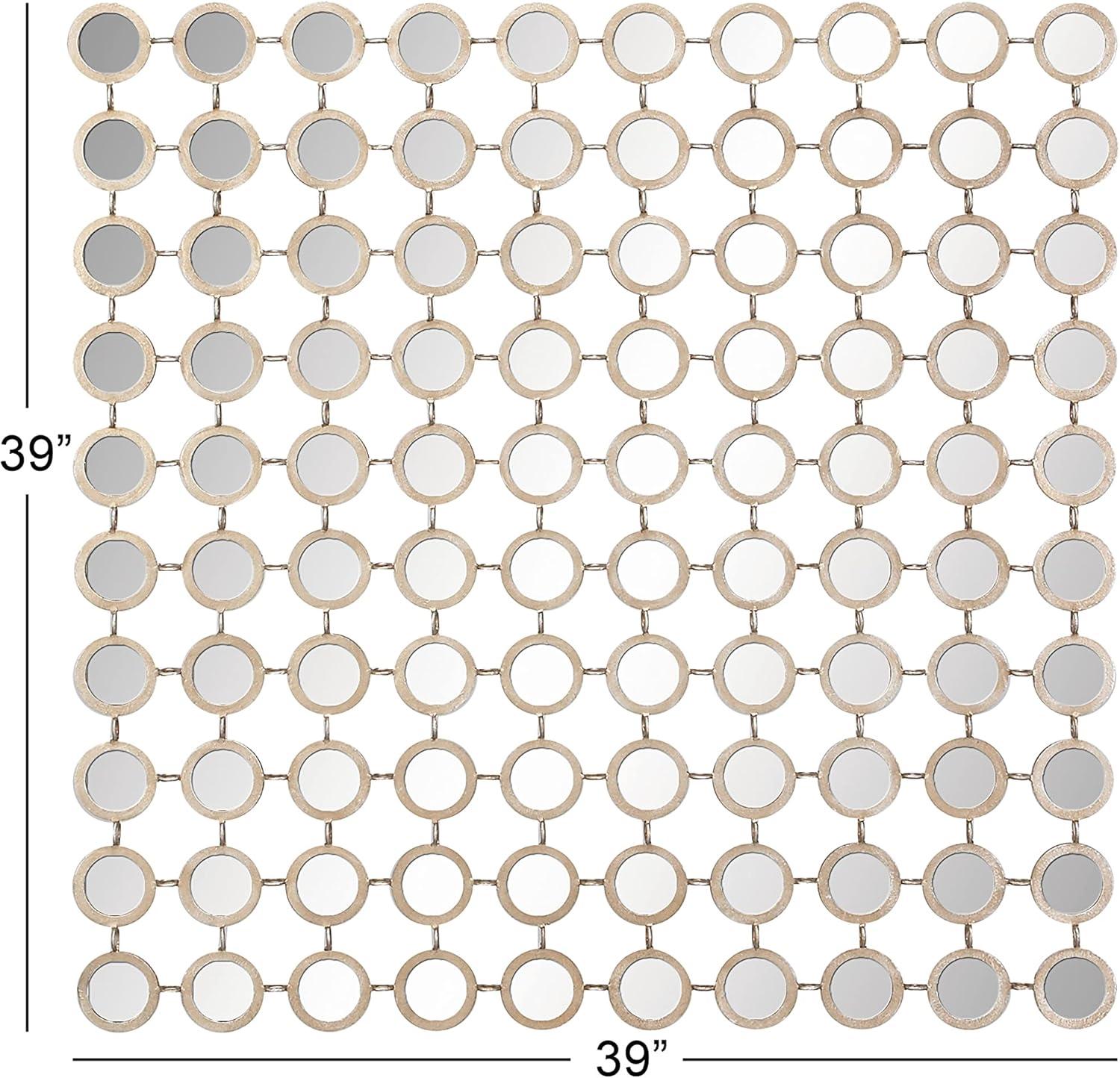 DecMode 40" x 40" Gold Geometric Wall Mirror with Grid Pattern