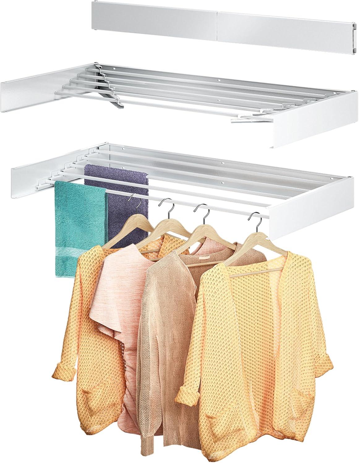 Wall-Mounted Collapsible Aluminum Drying Rack, 31.5" Wide