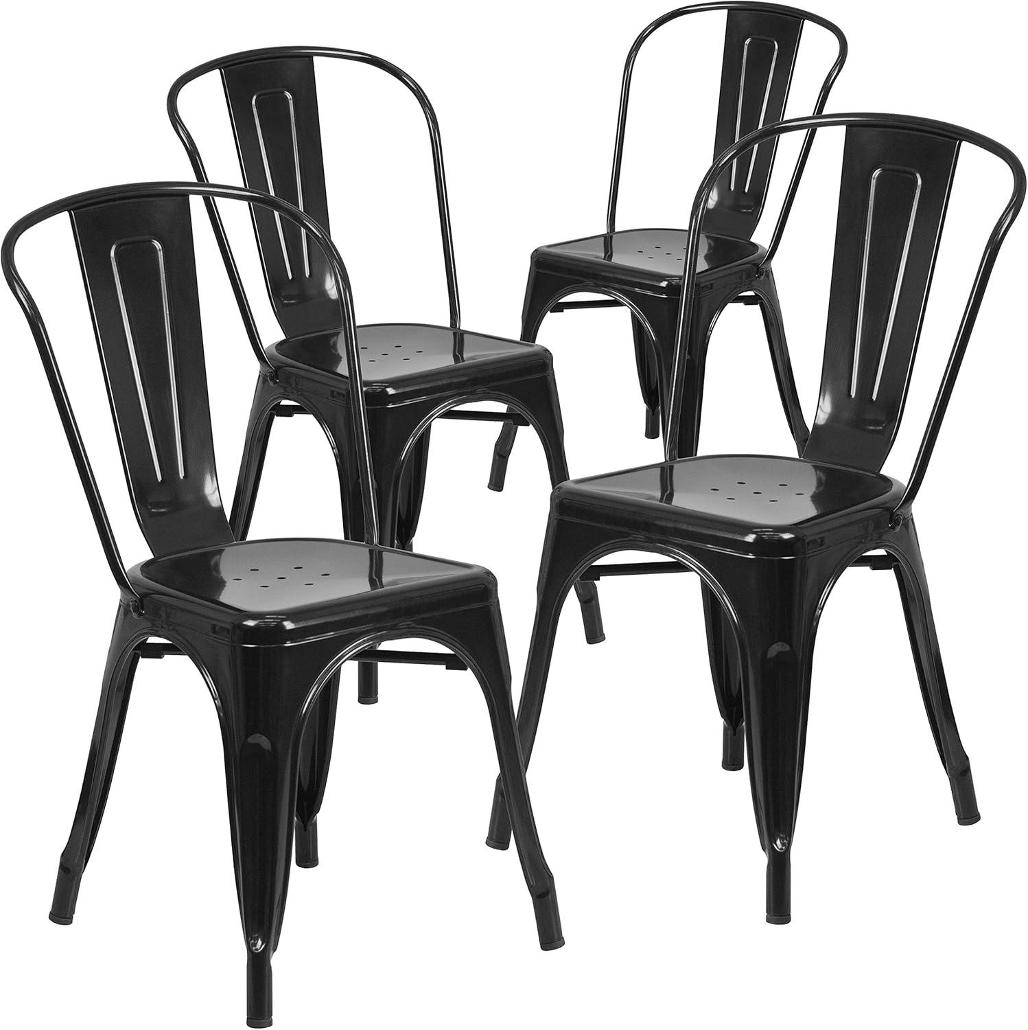 Hucheson Metal Indoor-Outdoor Stackable Chair - Restaurant Chair - Bistro Chair