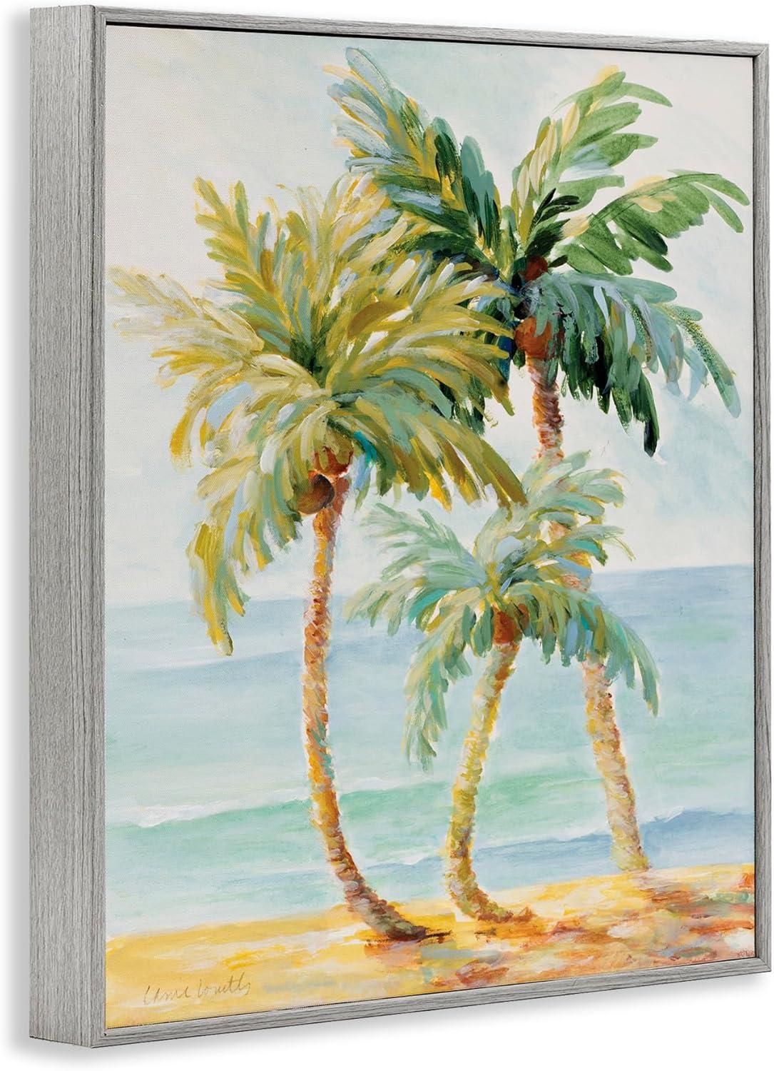 Stupell Industries Tropical Palm Trees on Sand Framed Giclee Art, Gray, 11" x 14"