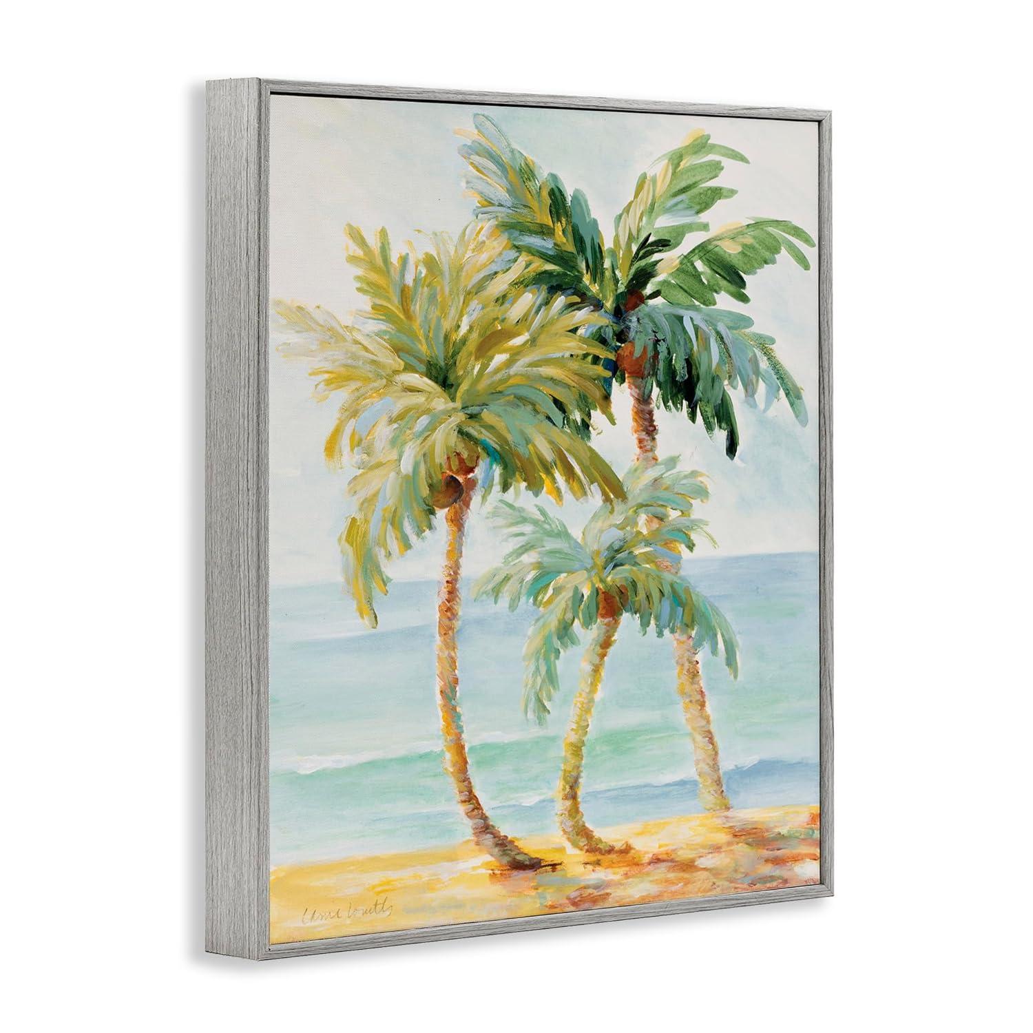 Stupell Industries Tropical Palm Trees on Sand Framed Giclee Art, Gray, 11" x 14"
