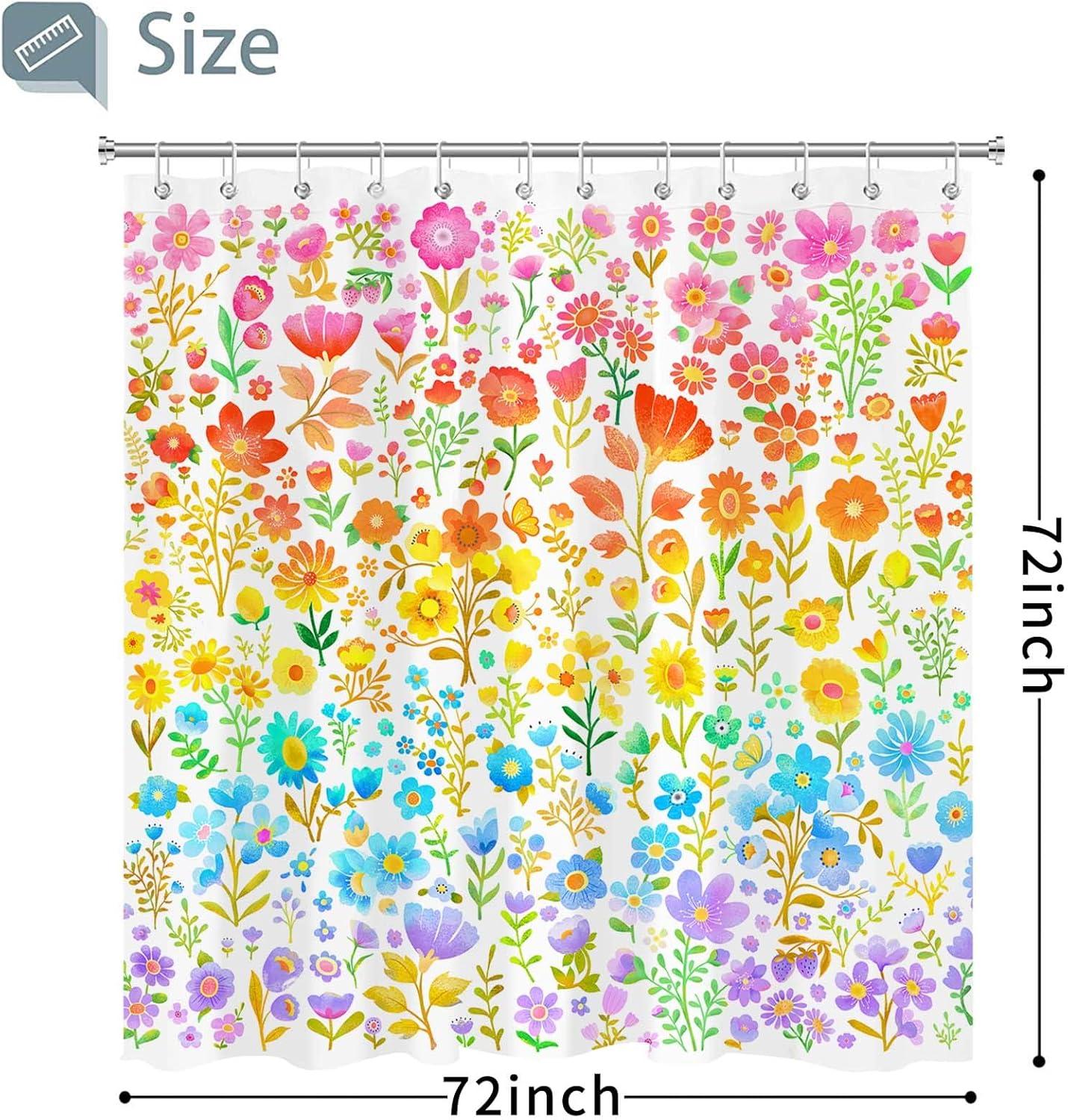 Colorful Floral Boho Waterproof Polyester Shower Curtain