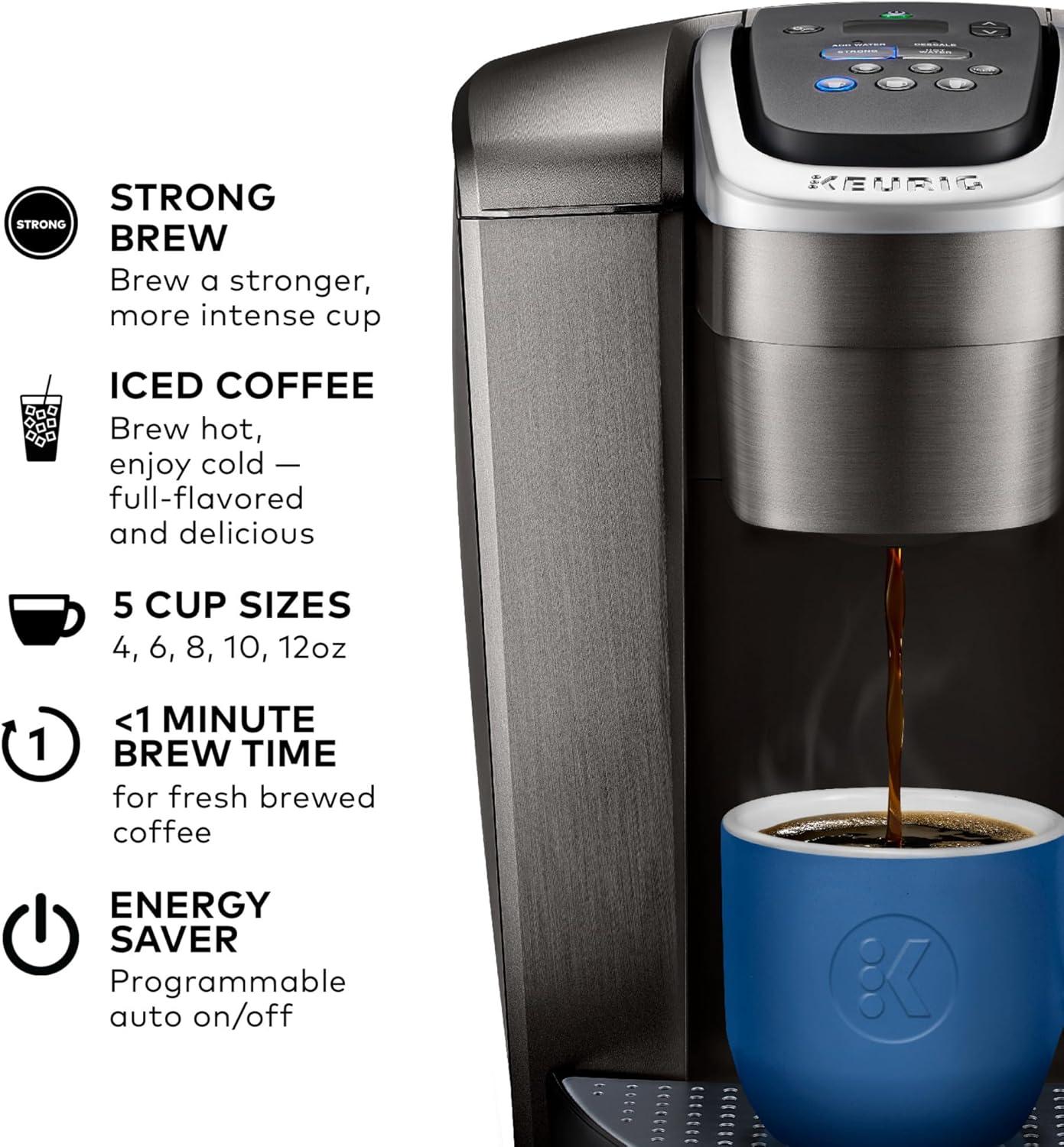 Keurig K-Elite Single-Serve K-Cup Pod Coffee Maker with Iced Coffee Setting - Brushed Slate: 75 oz Capacity, Electric, Dishwasher-Safe Parts