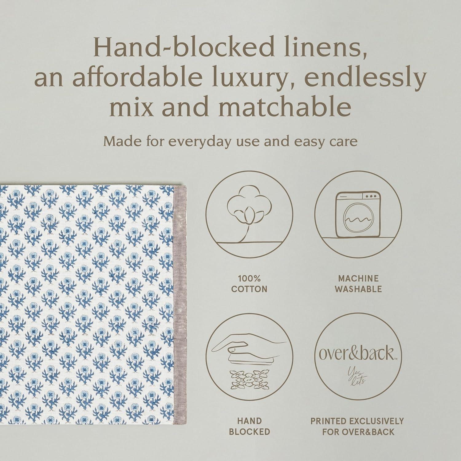 over&back Set of 4 Hand-Blocked Placemats - 100% Cotton - Machine Washable - Kitchen and Home Décor