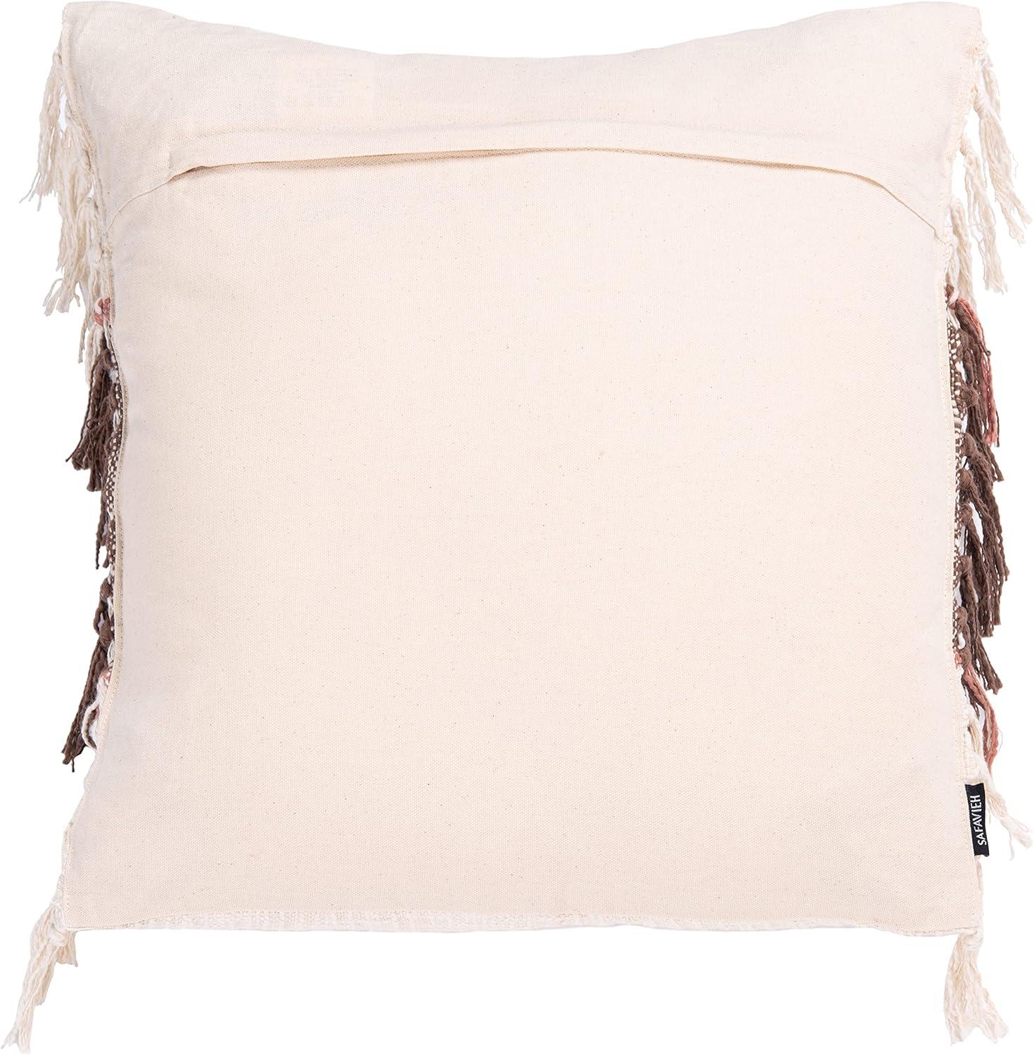 Lencia Fringed Cotton Reversible Throw Pillow