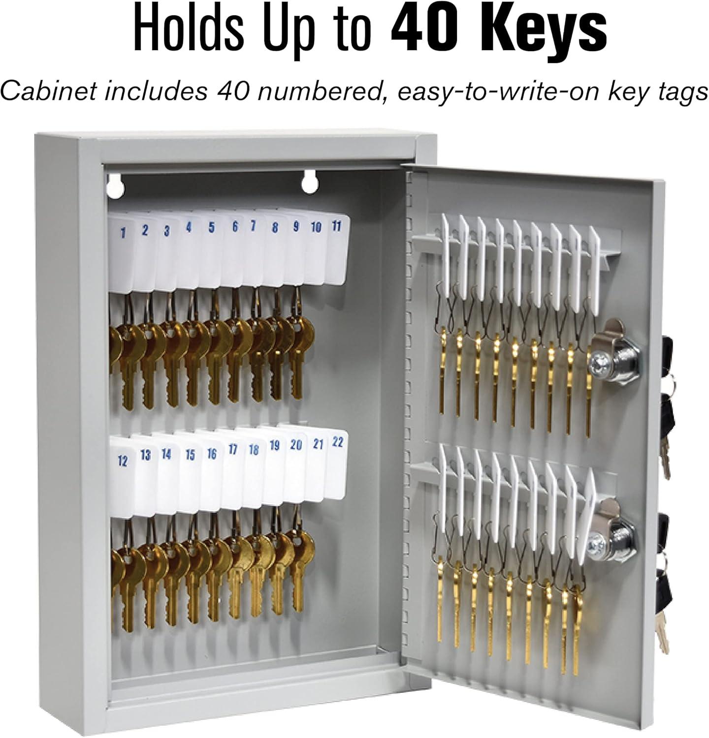 BankSupplies Fort Knox 40 Key Cabinet | Dual Lock Control Key Box | 22 Gauge