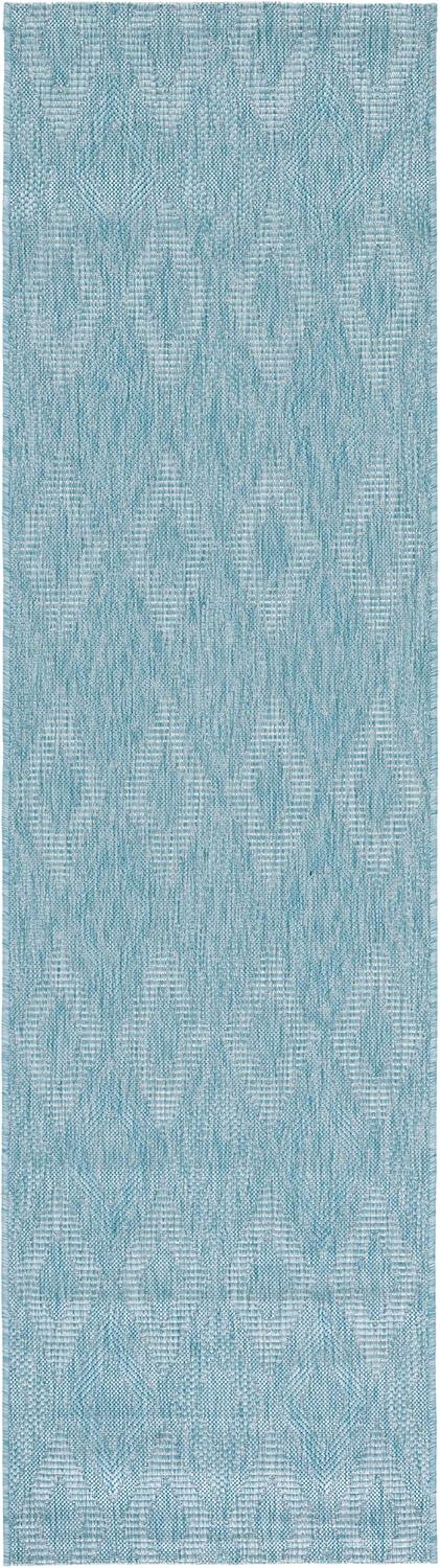 Courtyard CY8522 Power Loomed Indoor and Outdoor Runner Rug - Aqua/Aqua - 2'3"x6'7" - Safavieh