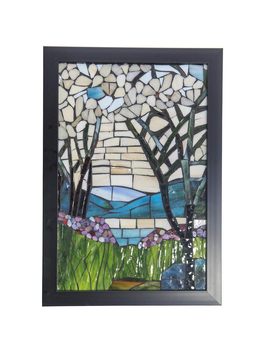 Magnolia Iris Mosaic Art Glass Wall Panel