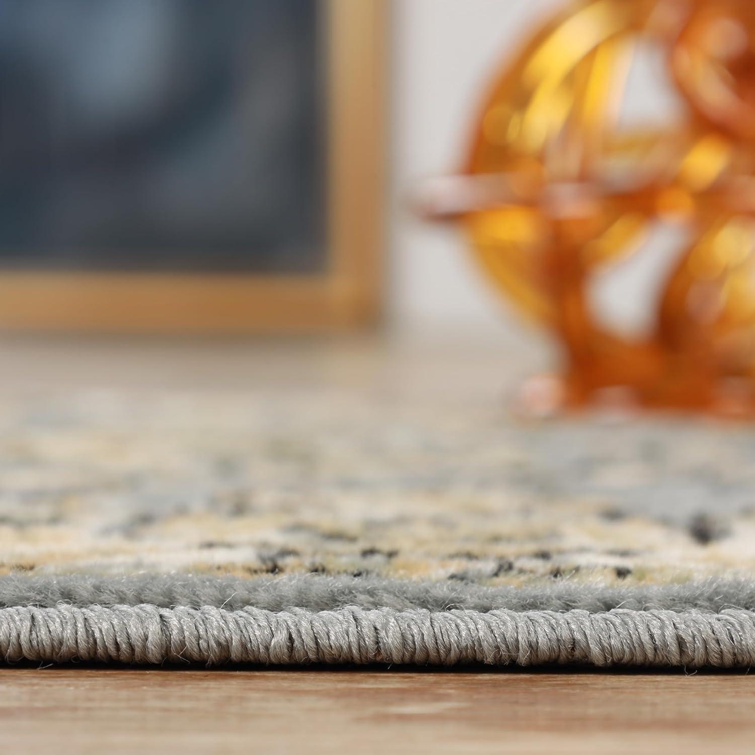 Superior Lille Traditional Floral Indoor Runner Rug, Grey, 2' 7" x 8'
