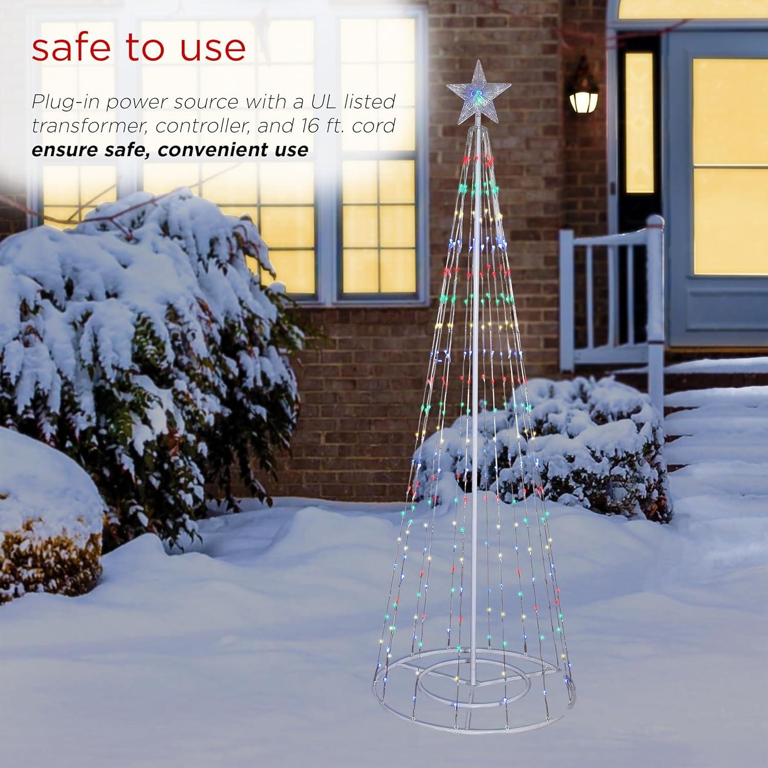 86" Multi-Color LED Outdoor Plastic Christmas Tree with Star Topper