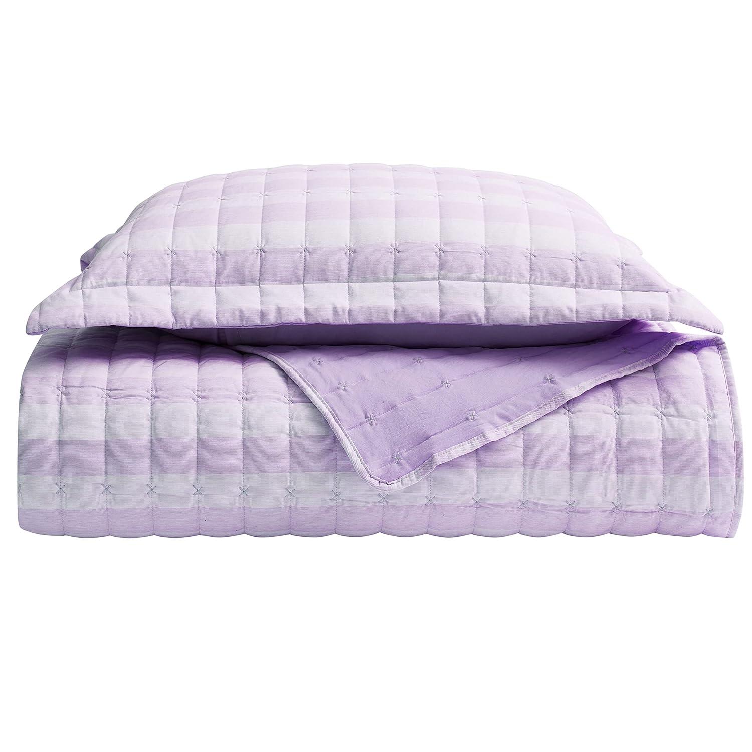 Sweet Home Collection Oversized Prewashed Checkered Plaid Embroidered Vintage Soft Quilt Set