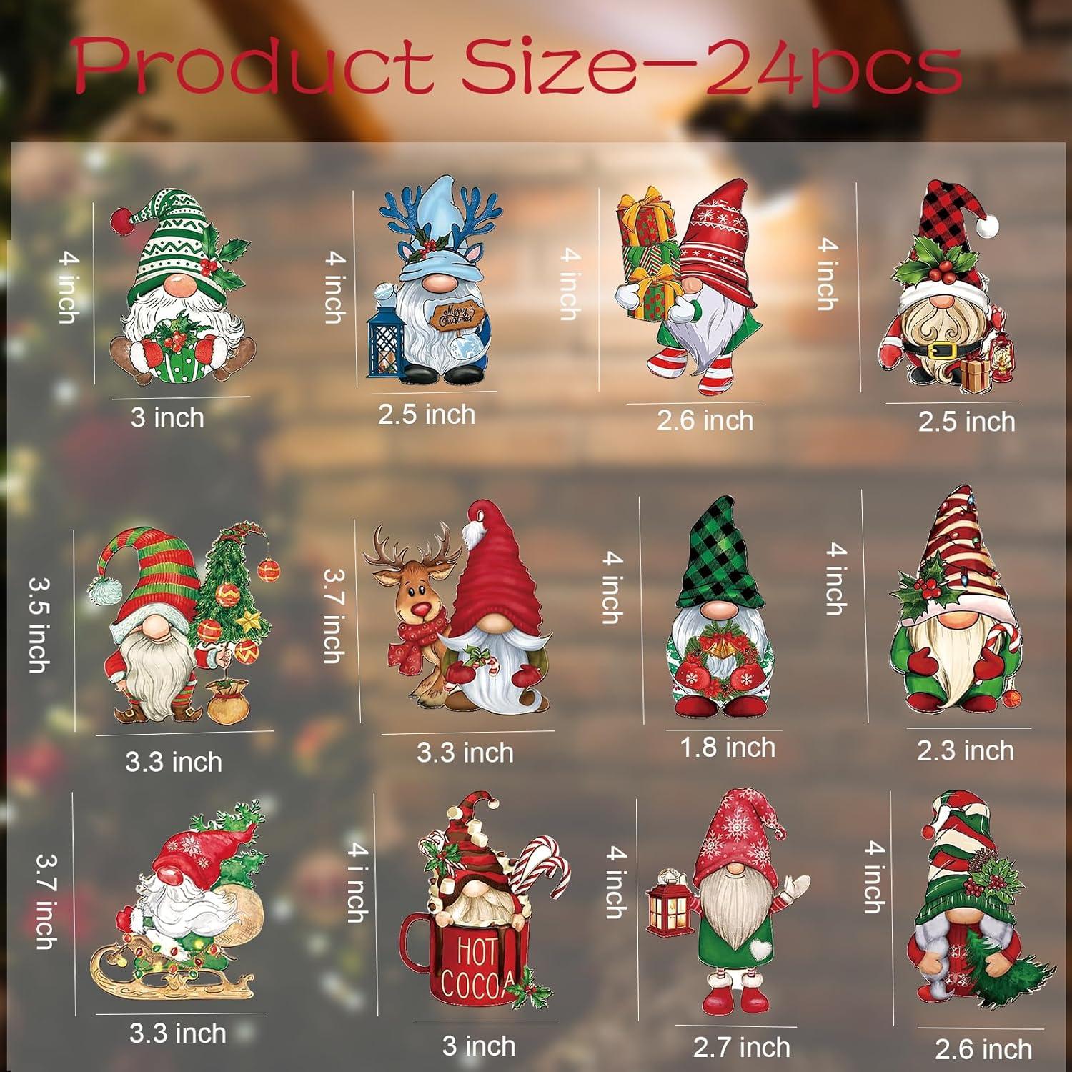 24pcs Gnome Christmas Ornaments Set - Festive Decorations with Wooden Gnomes for Tree Adornments & Ultimate Holiday Celebration Accessories