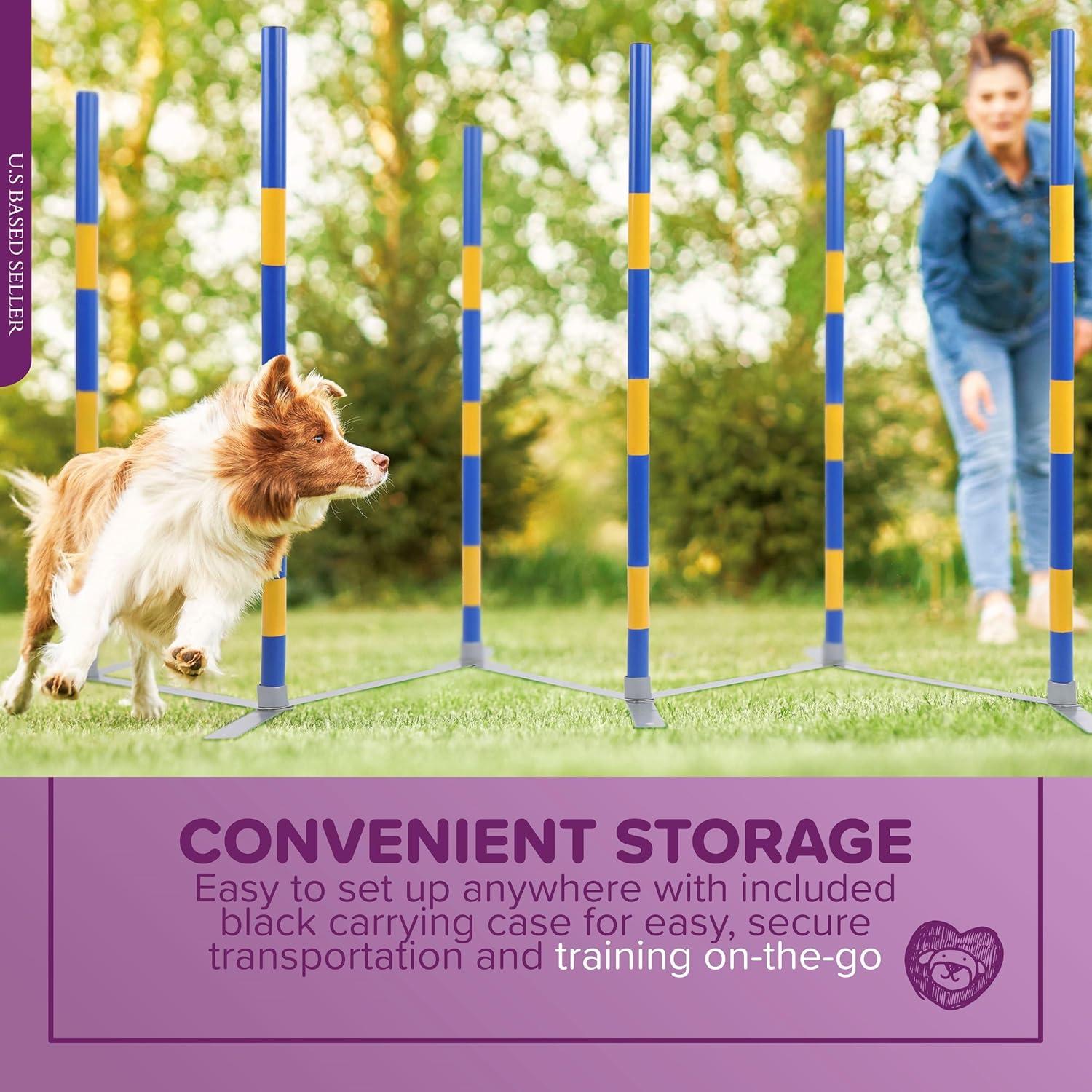 MiMu Dog Agility Equipment - Agility Set Dog Weaving Poles Dog Obstacle Course, Training Equipment, Competition Grade