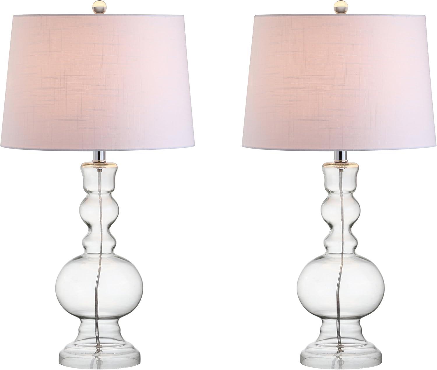 Genie 28.5" Clear Glass and White Linen Shade Table Lamp Set