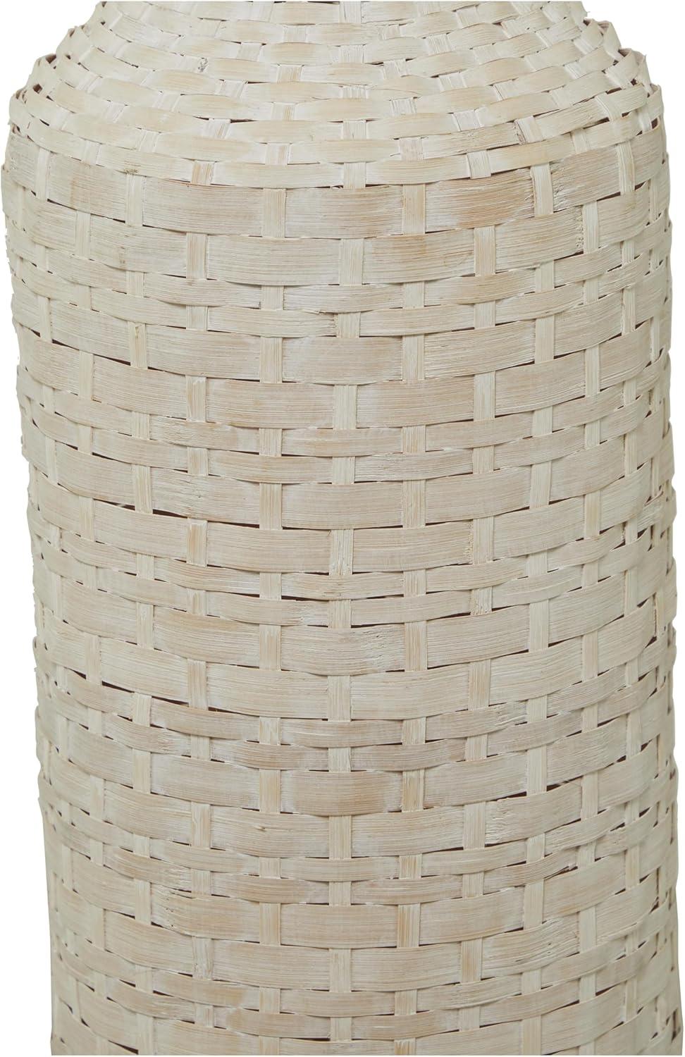 Studio 350 Intricately Woven Tall Bamboo Wood Floor Vase  - White or Brown White - 9"W, 39"H