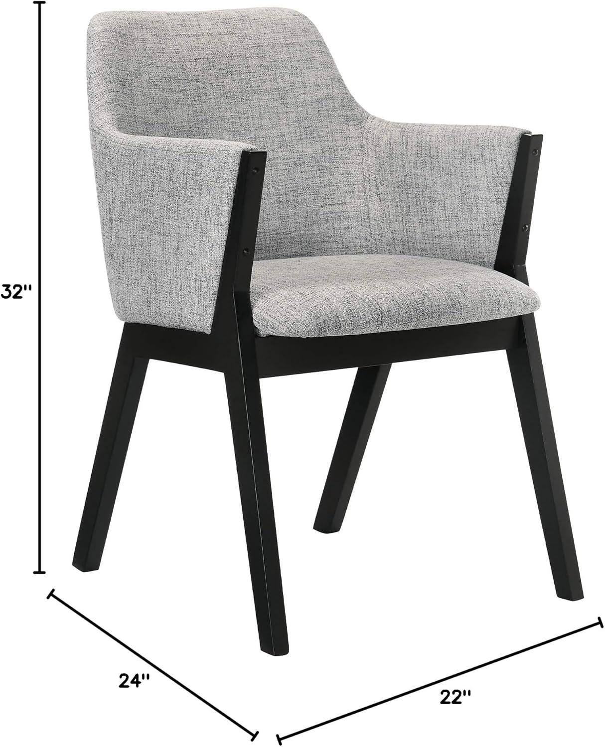 Armen Living Set of 2 Renzo Fabric Wood Dining Chairs Gray/Black: Polyester Upholstery, Foam Fill, Armrests