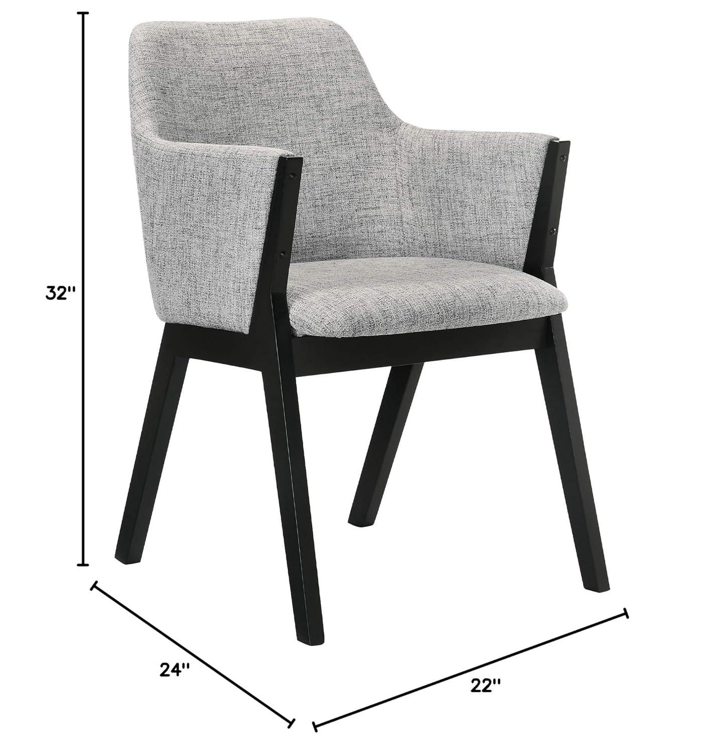 Armen Living Set of 2 Renzo Fabric Wood Dining Chairs Gray/Black: Polyester Upholstery, Foam Fill, Armrests