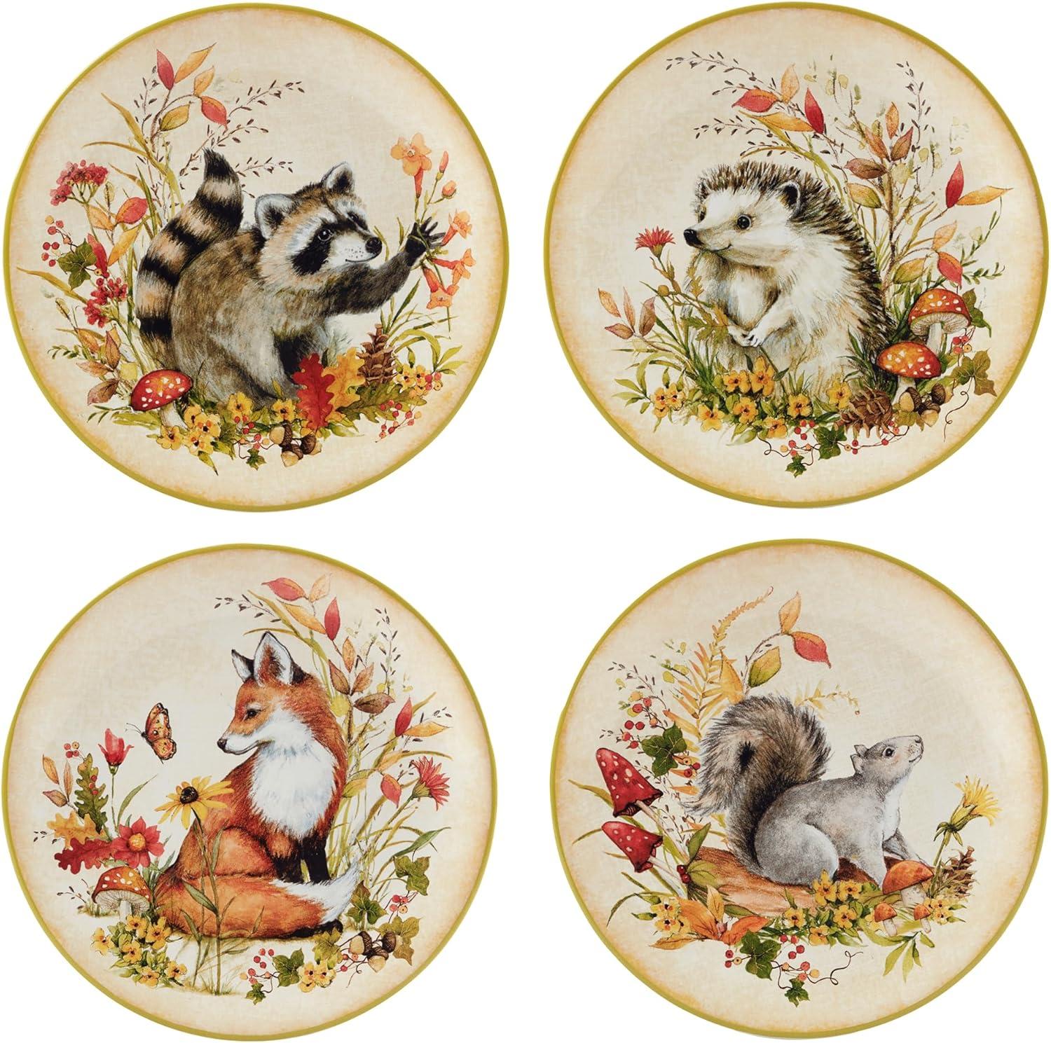 Woodland Critters Set of 4 Dessert Plates