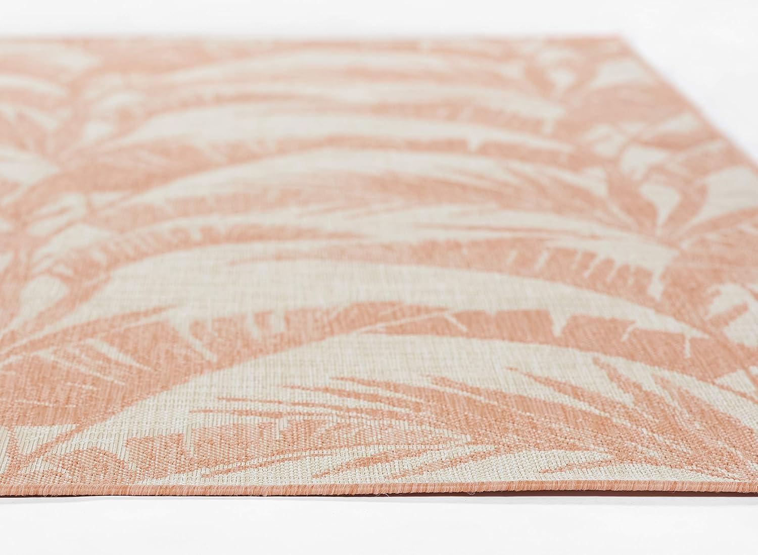 Momeni 6'6"x9' Riviera Grayson Area Rug Coral: Geometric Pattern, Indoor/Outdoor, Low Pile, Polypropylene, Machine Made
