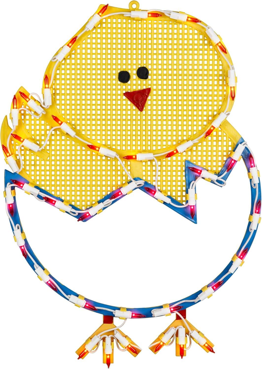 Northlight Lighted Chevron Stripe Easter Egg Window Decoration - 17" - Green and Pink