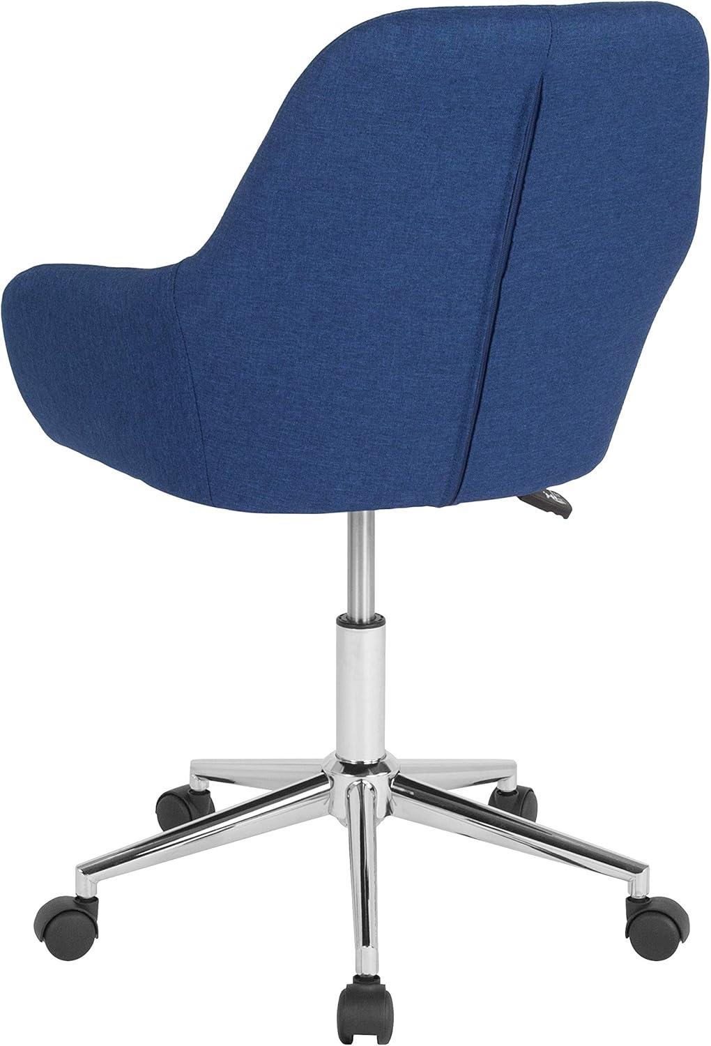 Blue Fabric Mid-Back Ergonomic Swivel Office Chair