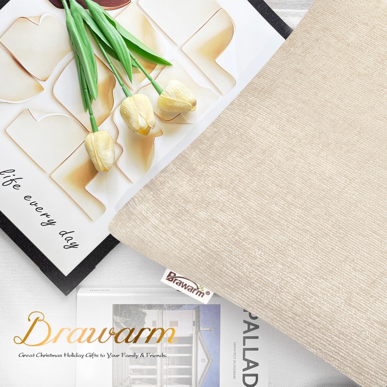 BRAWARM Throw Pillow Covers 12x20 Inches - Cream Chenille Lumbar Pillow Covers Pack of 2, Solid Dyed Soft Chenille Pillow Cases for Couch Sofa Bed Home Decoration