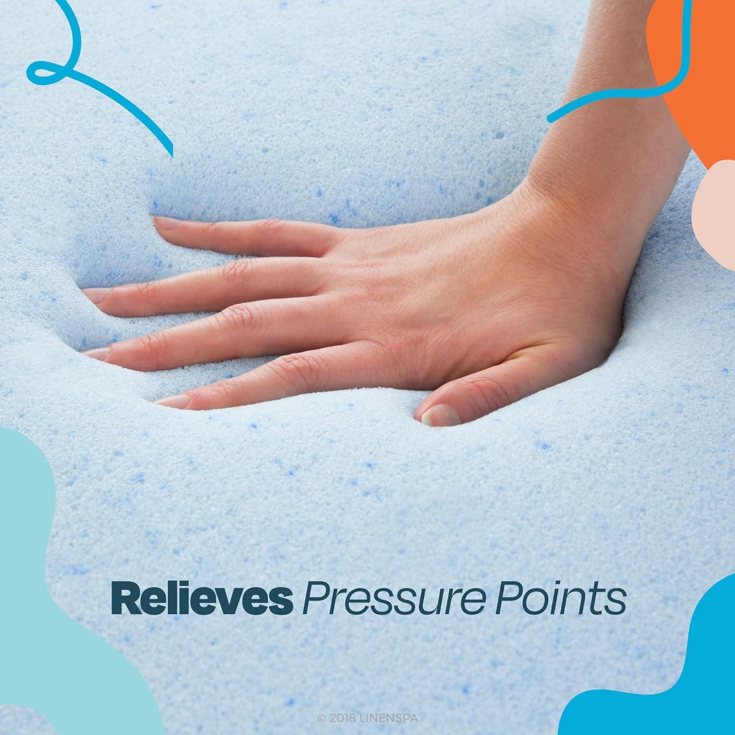 Queen Size Blue Gel Memory Foam Mattress Topper