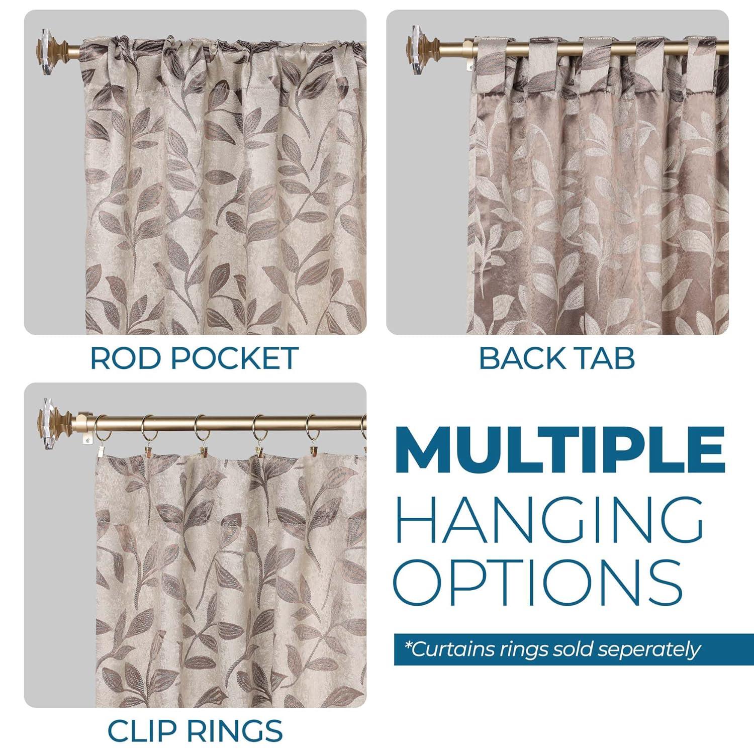 Superior Leaves Machine Washable Room Darkening Blackout Curtains With Back Tabs by Superior (Set of 2)