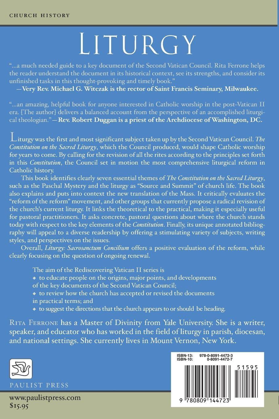 Liturgy: Sacrosanctum Concilium English Non-fiction Religious Book