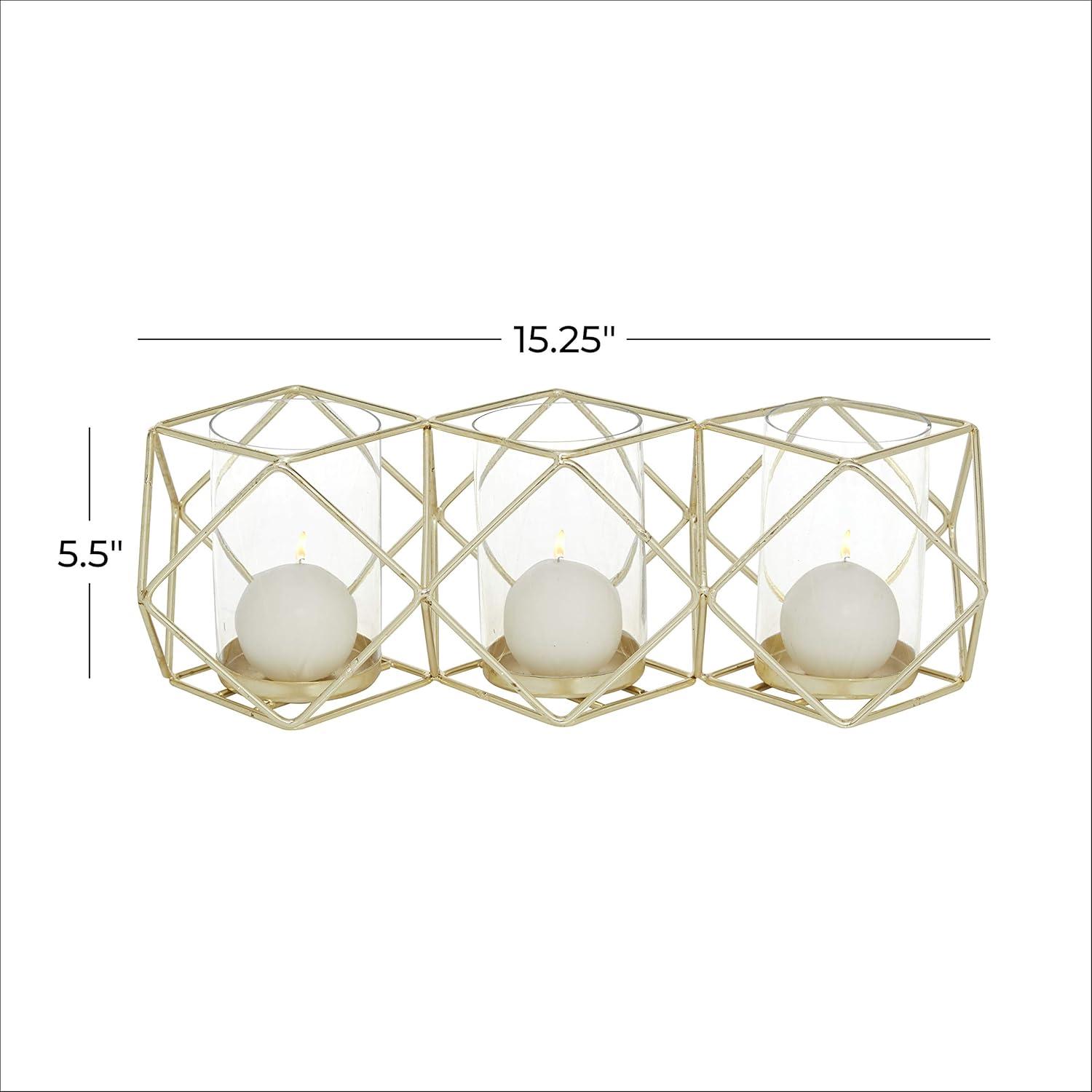 22" x 6" Round Glass Pillar Candle Holder Black - Olivia & May: Elegant Mantel Decor, 5-Unit Tray