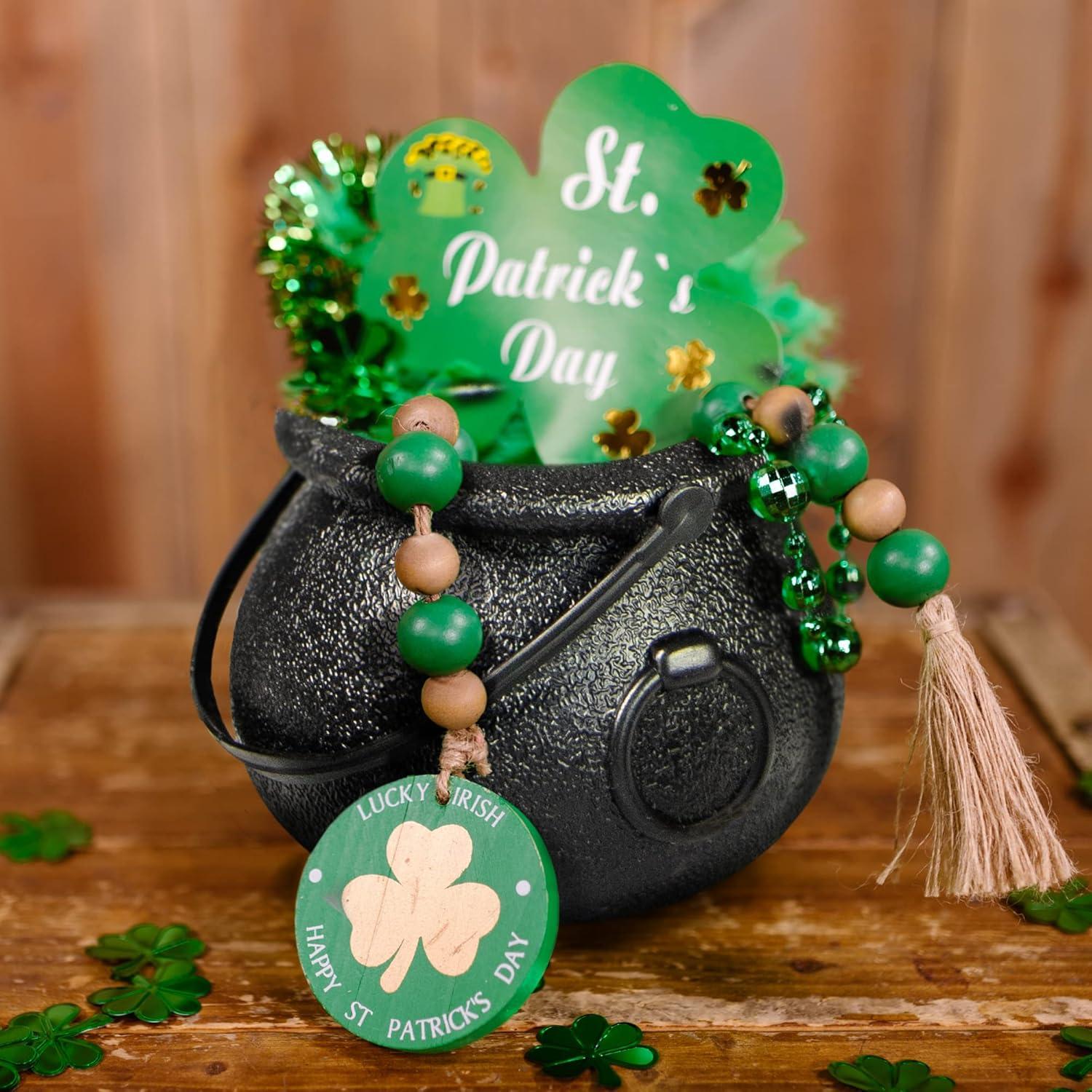 12 Pcs Plastic Candy Cauldrons - Mini Bucket Toys for St. Patrick’s Day Pot of Gold, Trick or Treat, Halloween Decoration and Kid Birthday Party Favors