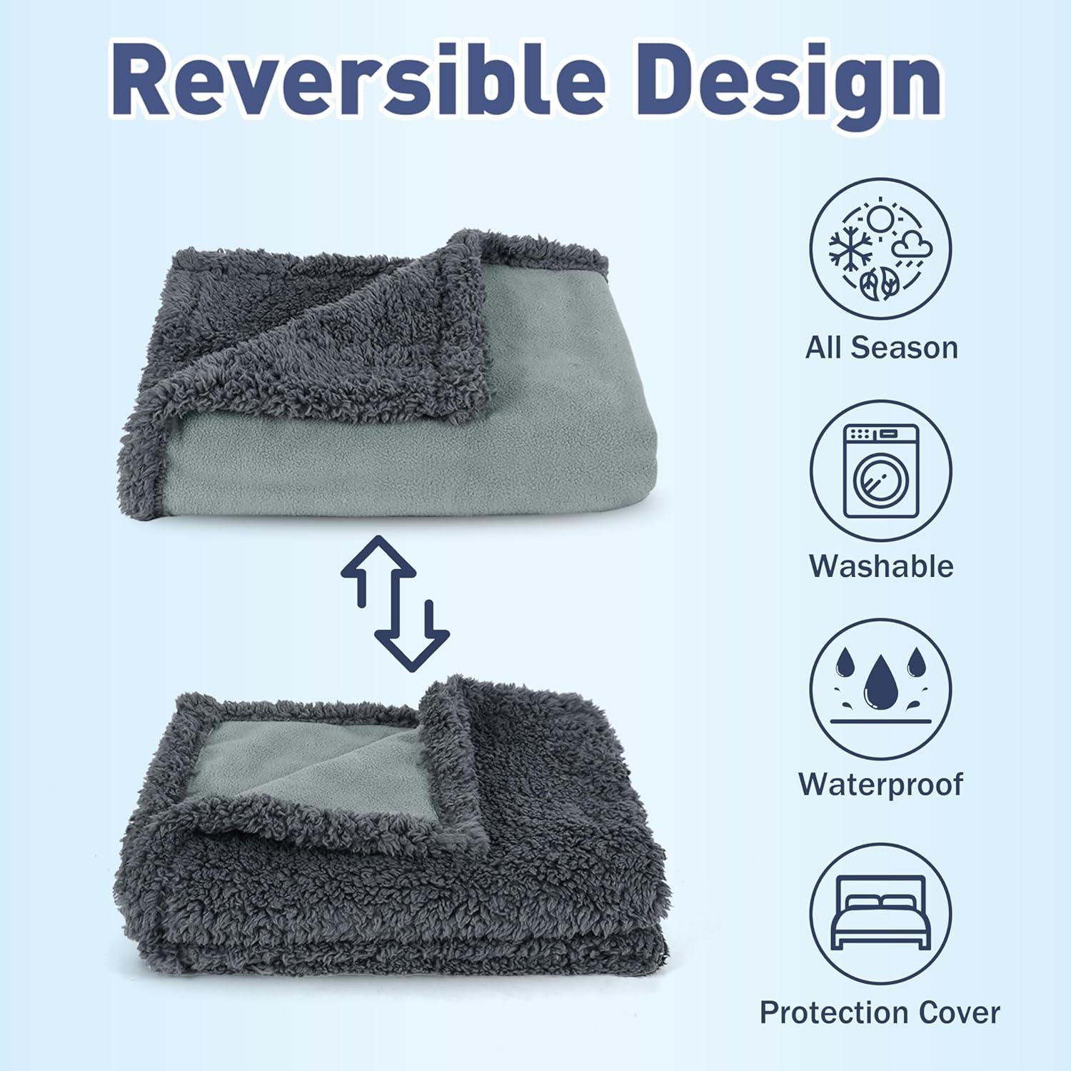Kritter Planet Waterproof Bed Blanket, Washable Stain Proof Pad Bed Cover, Reversible Leakproof Furniture  Protector, Queen Size