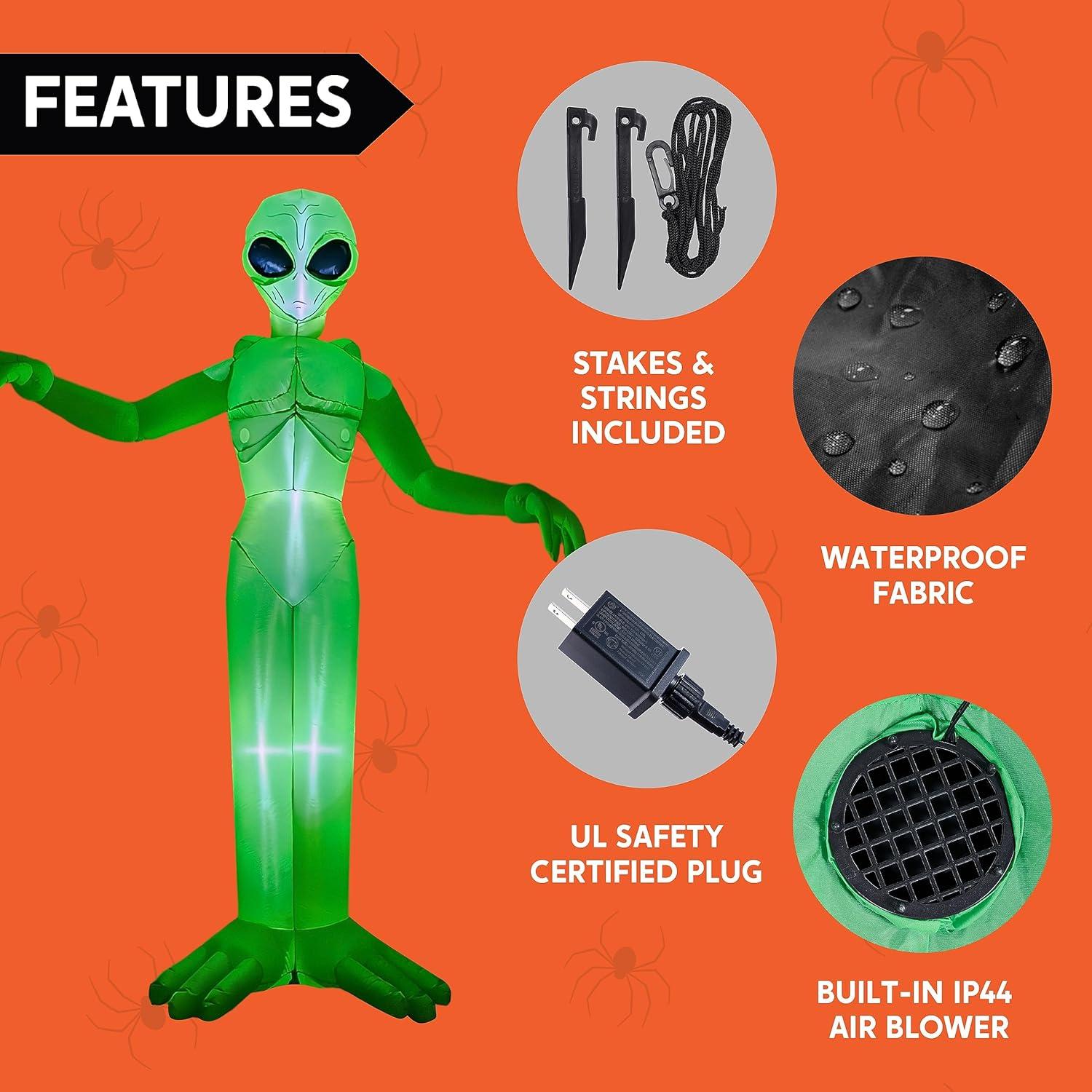 9 FT Tall Inflatable Decoration Outside, Blow Up Alien Inflatable Outdoor Decoration with Build-in LEDs for Yard Decorations Decor Outdoor