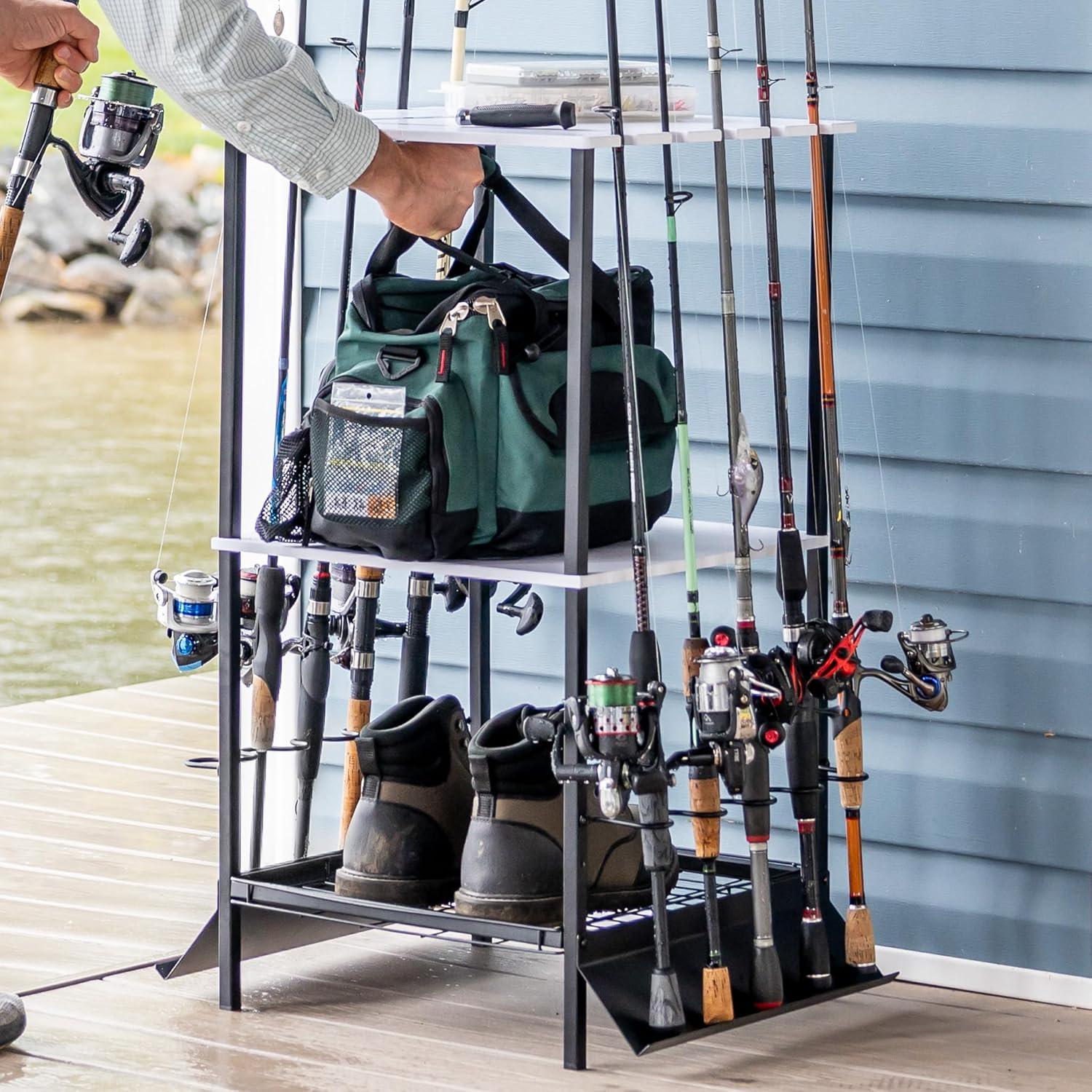 Teal Triangle Tarpin Fishing Pole Stand | Holds up to 10 Rods