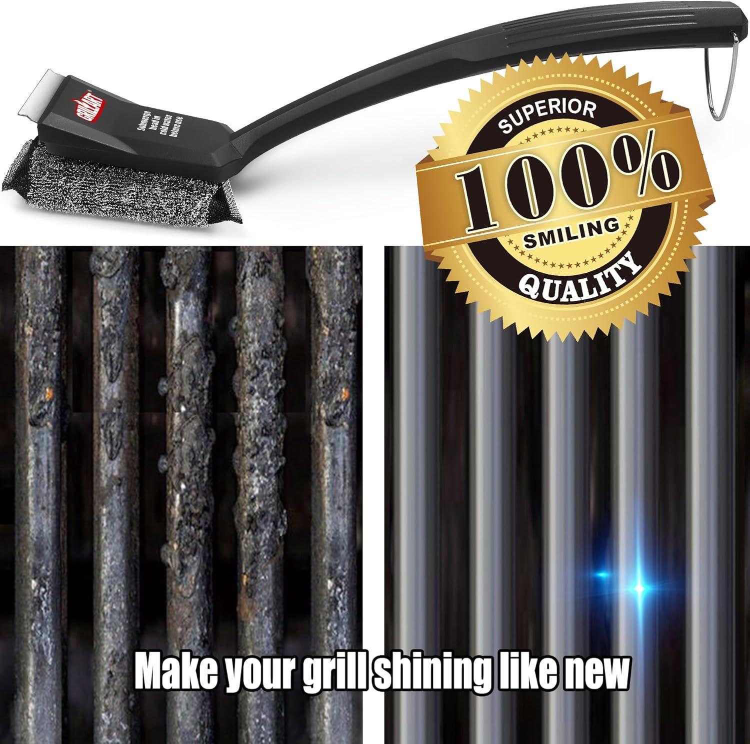 GRILLART Grill Brush Bristle Free, SteamWizards [Ultra Safe & Efficient] Grill Cleaner Brush with 1 Replacement Head, for Cast Iron and Stainless Steel Grates, Grill Cleaning Brush