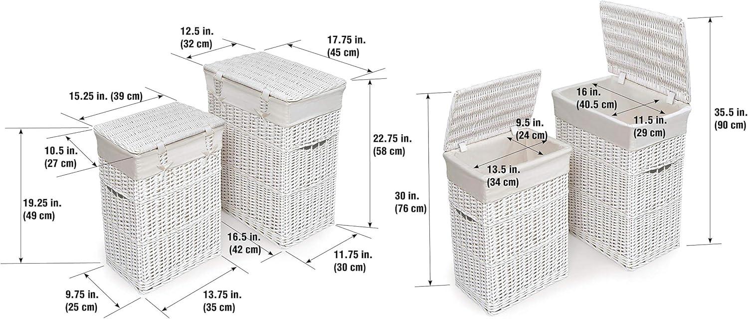 Badger Basket Set of 2 Hampers with Liners - Natural