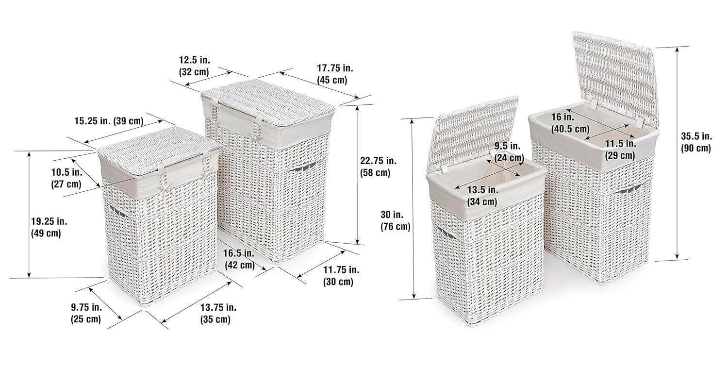 Badger Basket Set of 2 Hampers with Liners - Natural