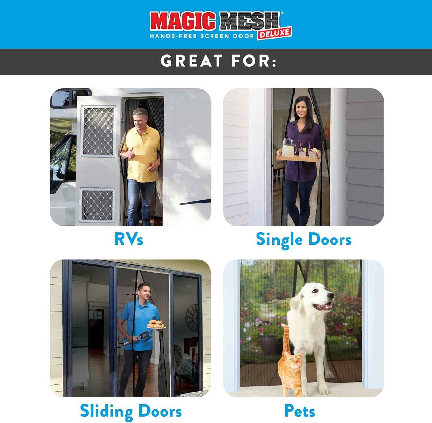 Magic Mesh Deluxe Hands Free Magnetic Screen Door 83" x 39" Black