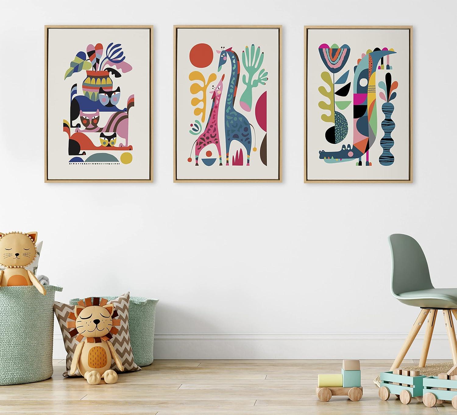 Sylvie Giraffe Love Framed Canvas by Rachel Lee of My Dream Wall - Kate & Laurel All Things Decor