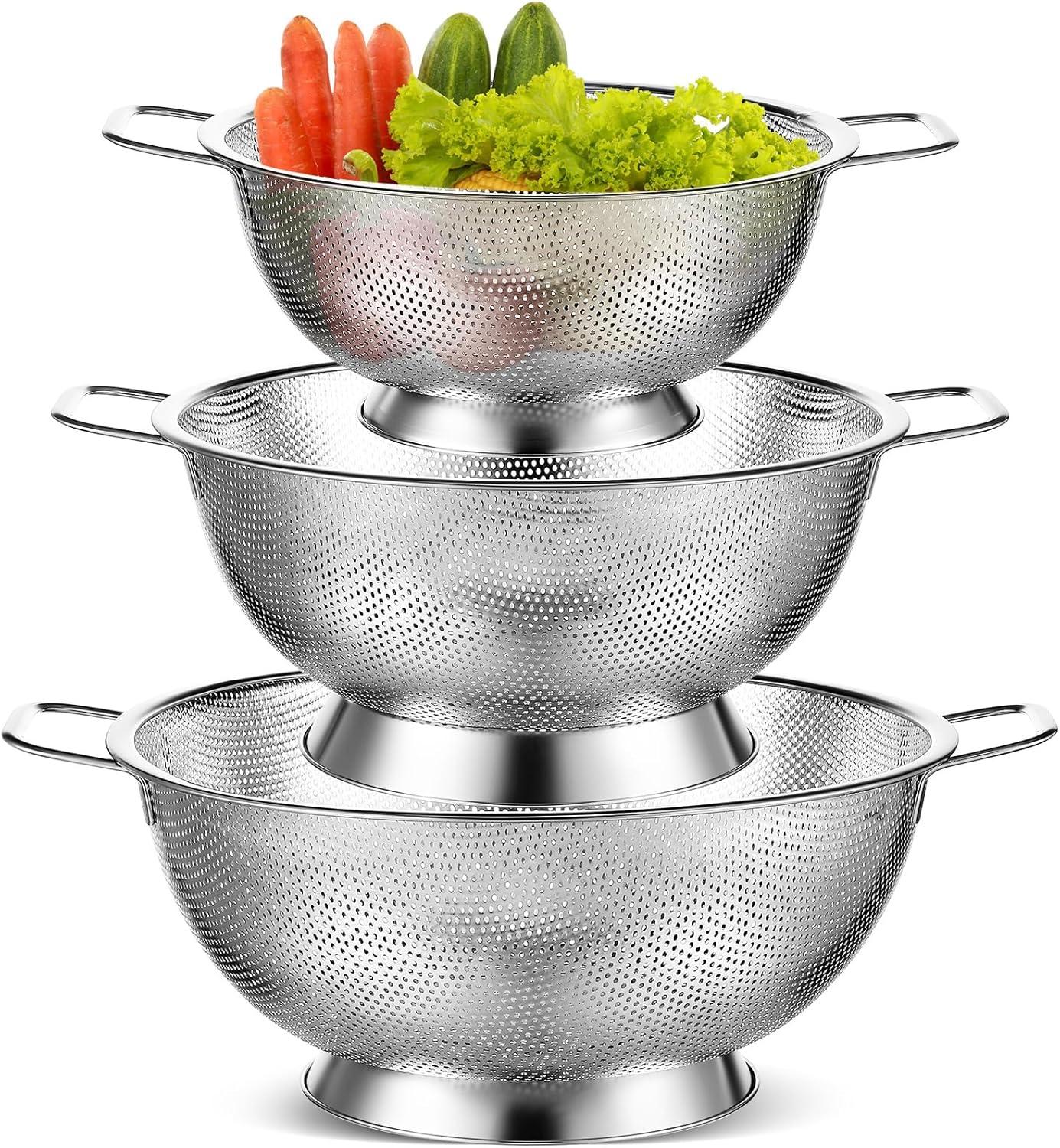 MíU 3-PIECE STAINLESS STEEL COLANDER SET