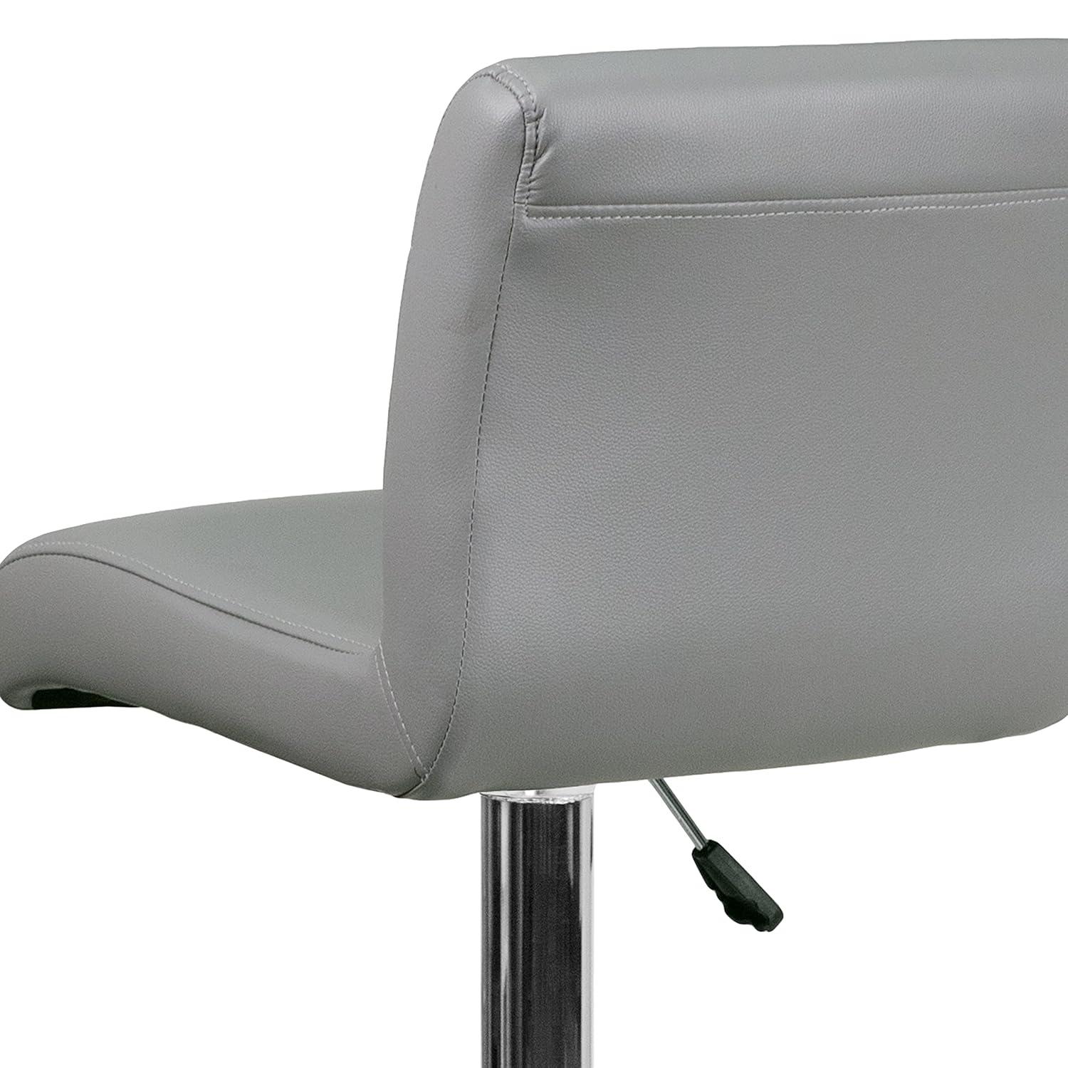Flash Furniture Contemporary Vinyl Adjustable Height Barstool with Rolled Seat and Chrome Base