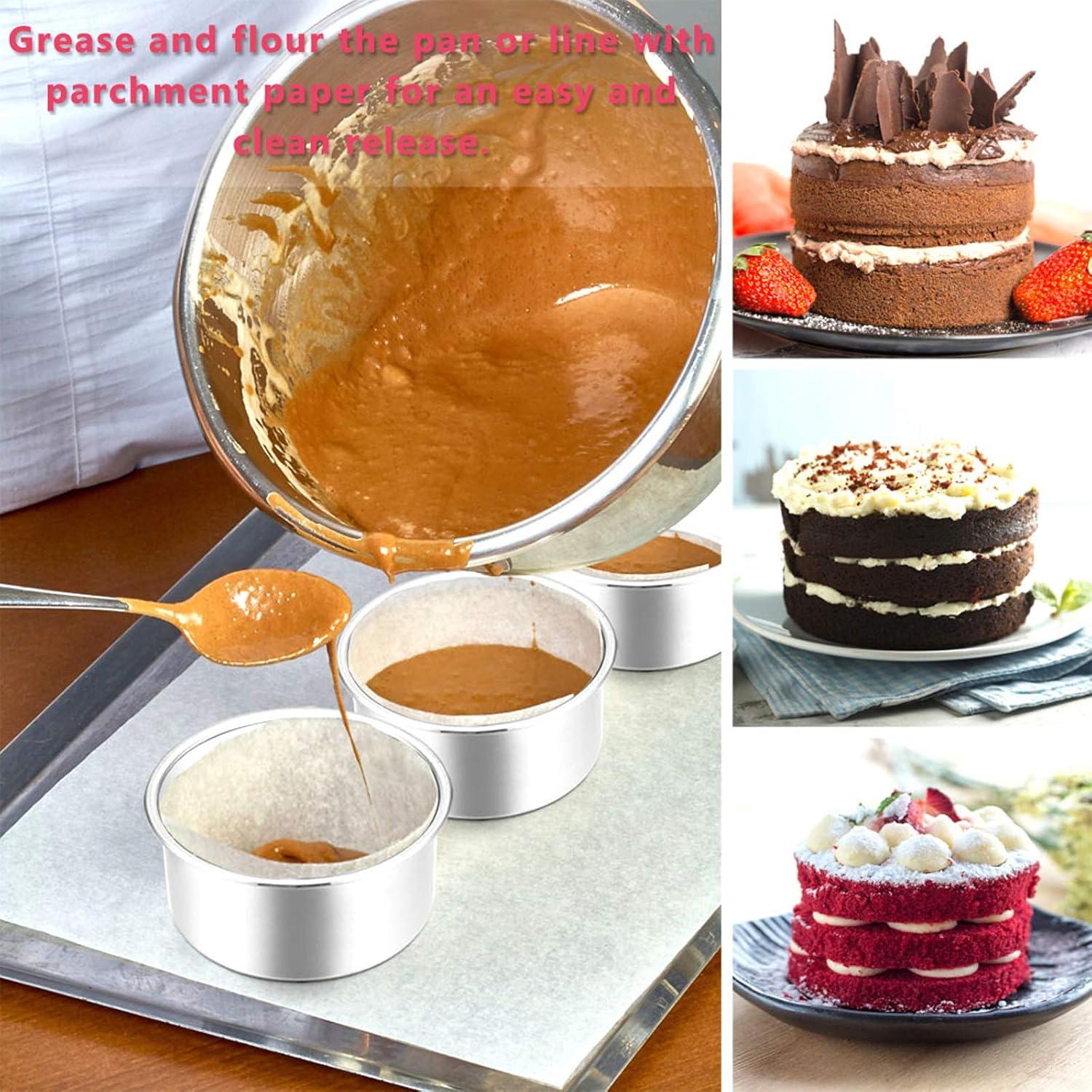 Set of 3 Stainless Steel 4-Inch Mini Round Cake Pans