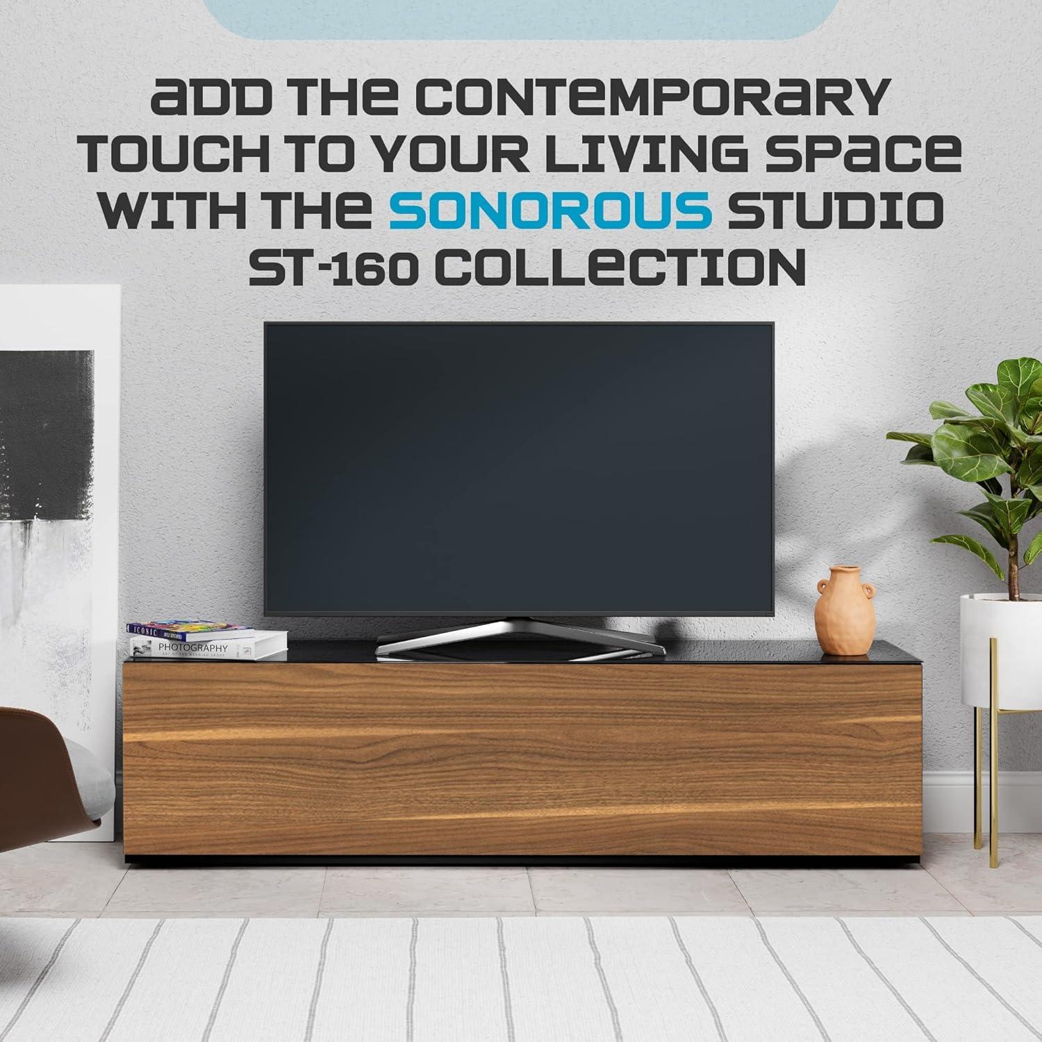 Sonorous Studio ST-160B TV Stand sizes up to 70 - Black (Walnut Cover)