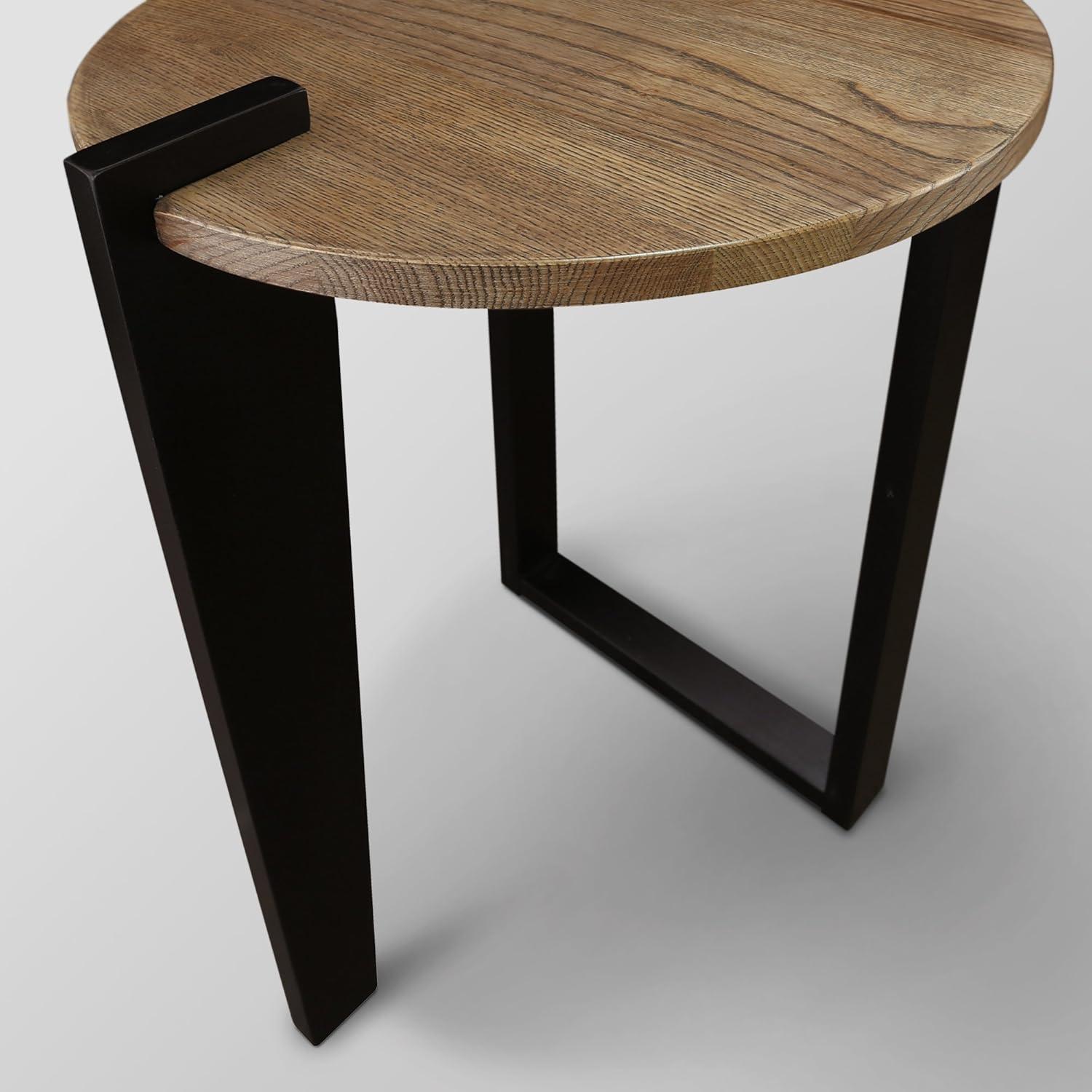 Sundial Two-Tone Forest Gray and Black Round End Table