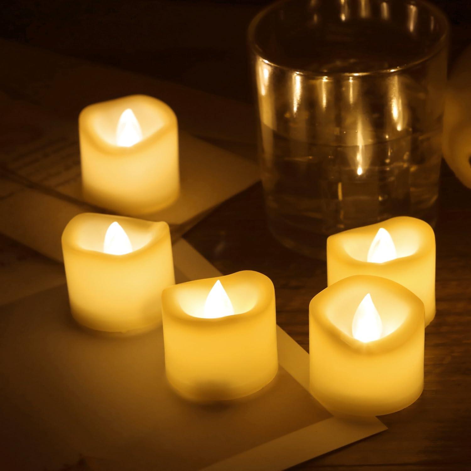 Candle Choice 6 Piece Flameless LED Votive Candles with Remote & Timer - Realistic Flickering Battery-operated Powered Electronic Tealight Candles 1.5”x1.5” Long Lasting Batteries Included 6-Pack