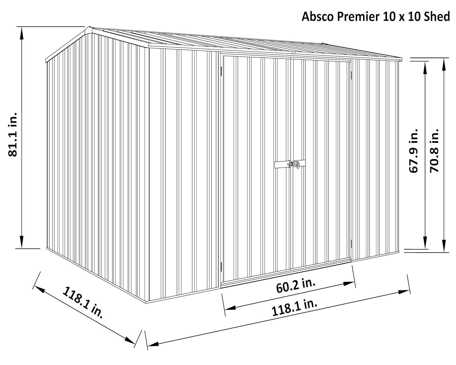 Absco Absco Premier 10 ft. W x 10 ft. D Metal Storage Shed