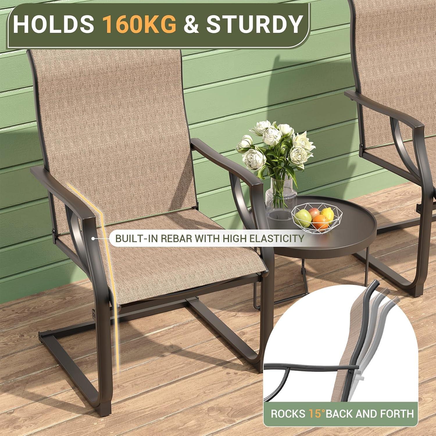 ELPOSUN 3 Piece Patio Conversation Bistro Set Outdoor Furniture Set, Porch Balcony Furniture Set,Wicker Chairs and Coffee Table Set for Patio Balcony Backyard Apartment, Grey