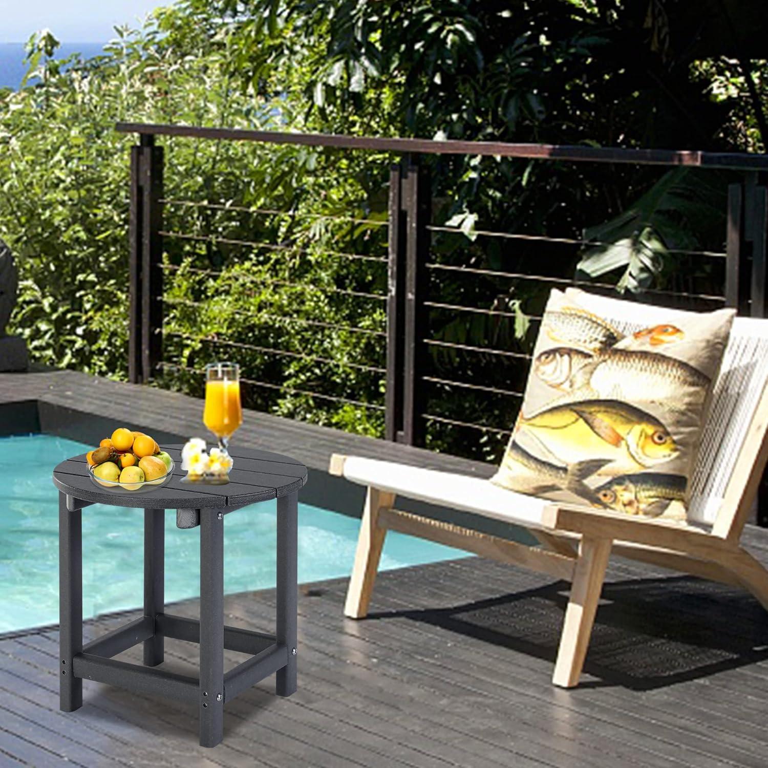 WestinTrends All-Weather Outdoor Patio Round Poly Adirondack Side Table, Orange