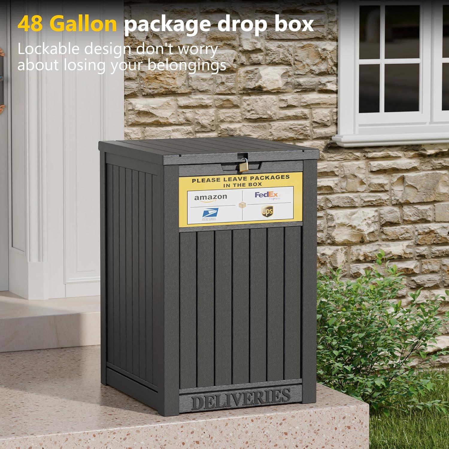 51 Gallon Outdoor Storage Box Delivery Letter Package Parcel Lock Mailbox Resin