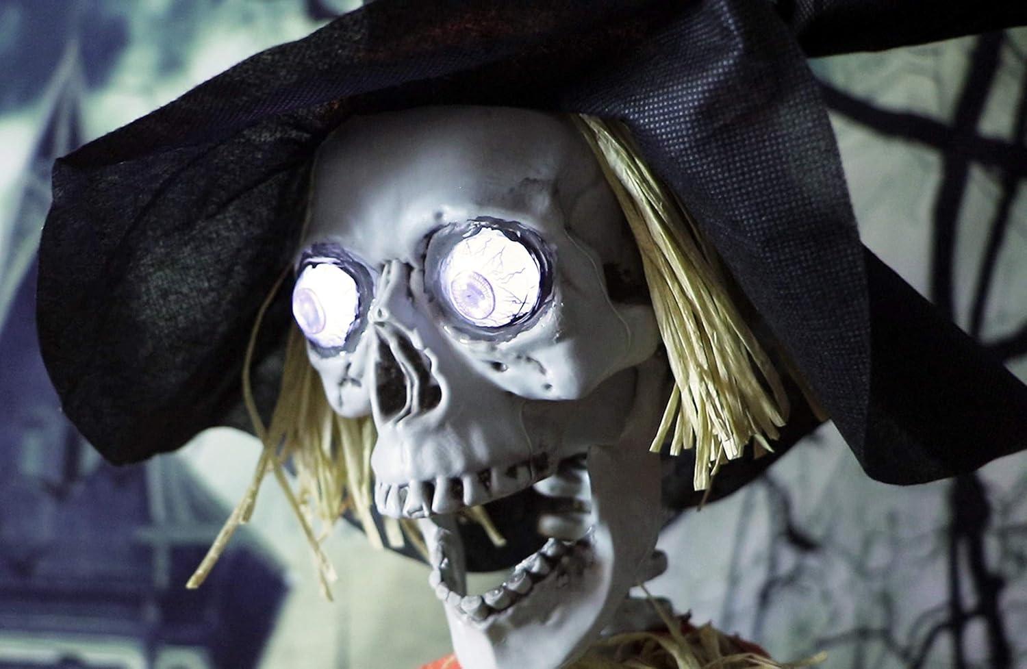 Haunted Hill Farm Haunted Hill Farm 15-ft. Animatronic Scarecrow for covered outdoor Halloween decoration